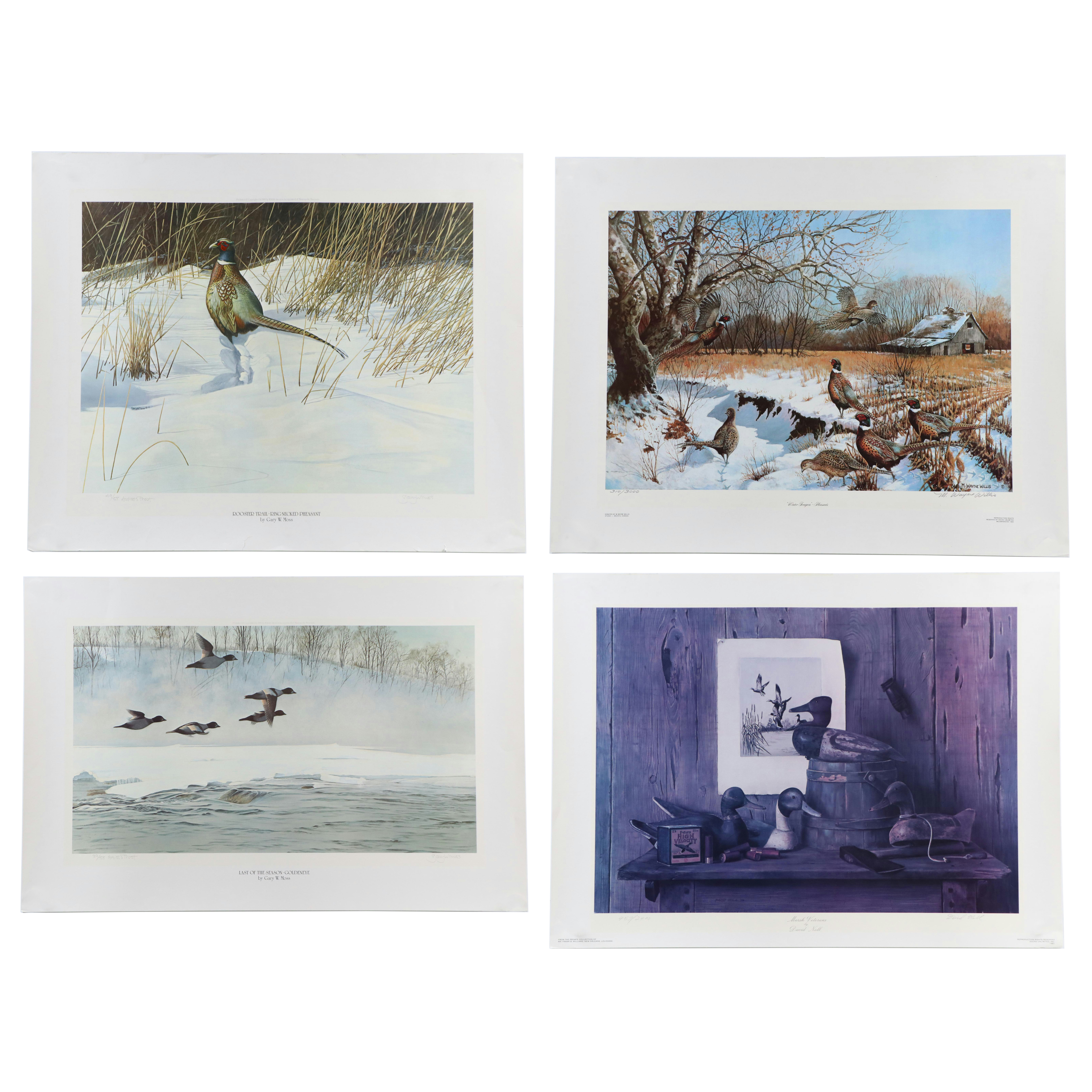 Gary Moss and More Offset Lithographs of Fowl Hunting Scenes, Late 20th Century