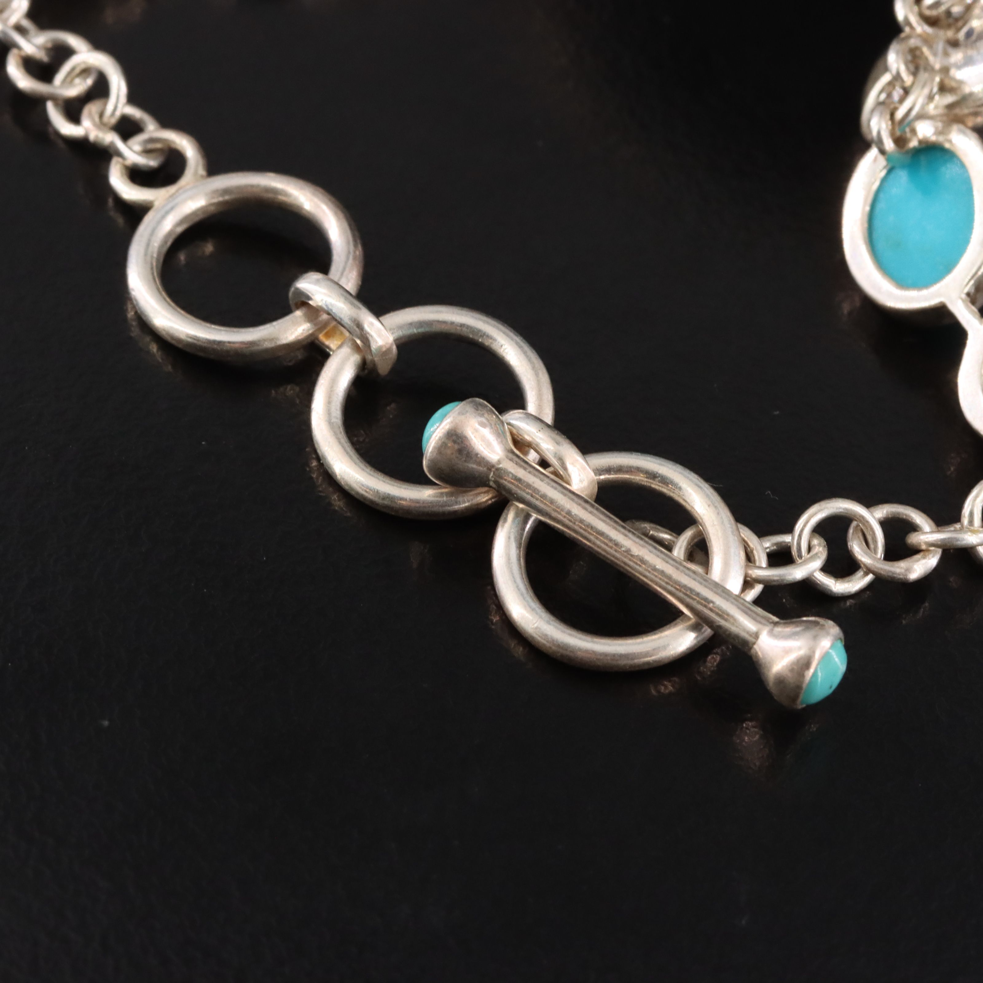 Sterling Quartz Turquoise Doublet, Lapis Lazuli and Opal Bracelet