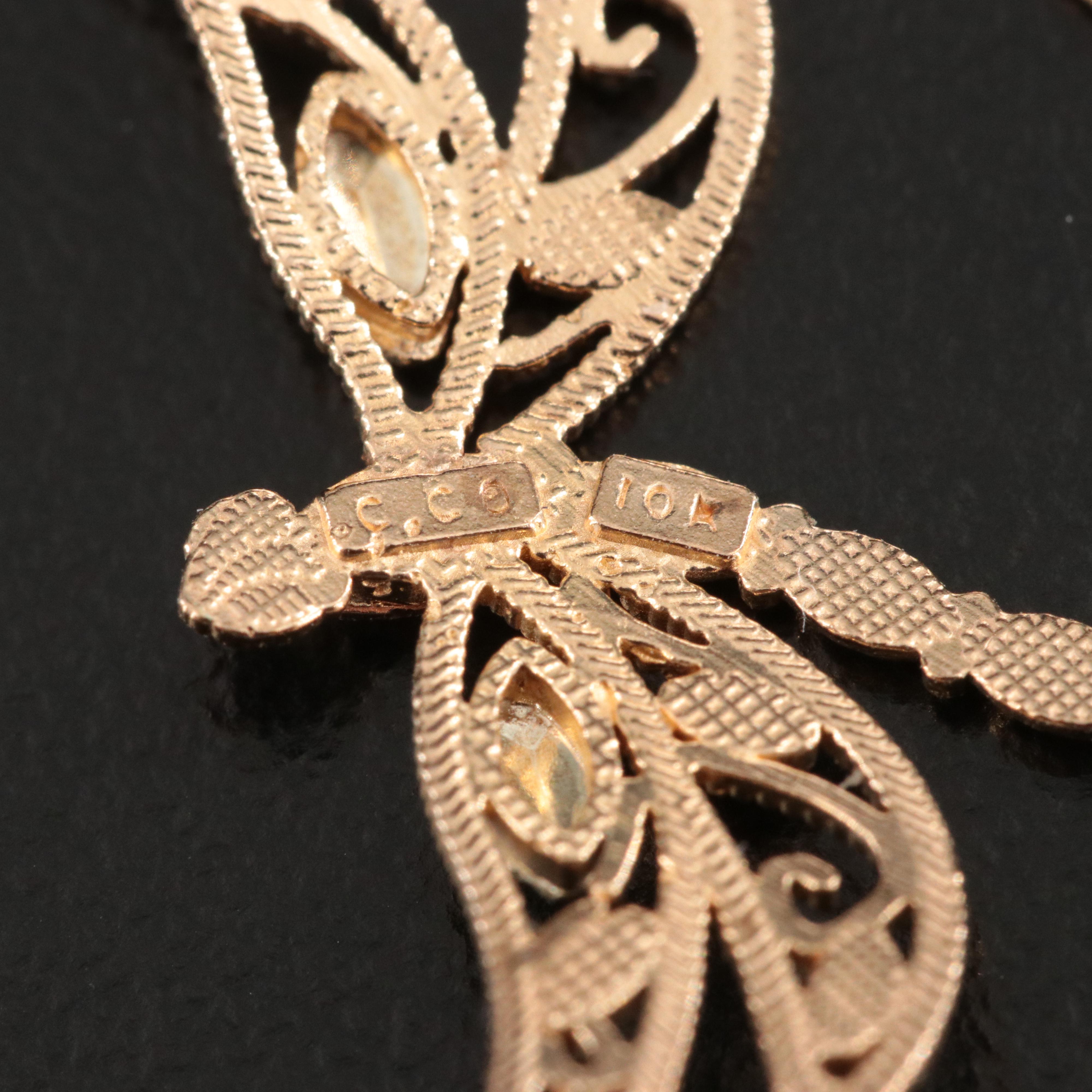 Coleman Black Hills Gold 10K Dragonfly Earrings with Rose and Green Gold Accents