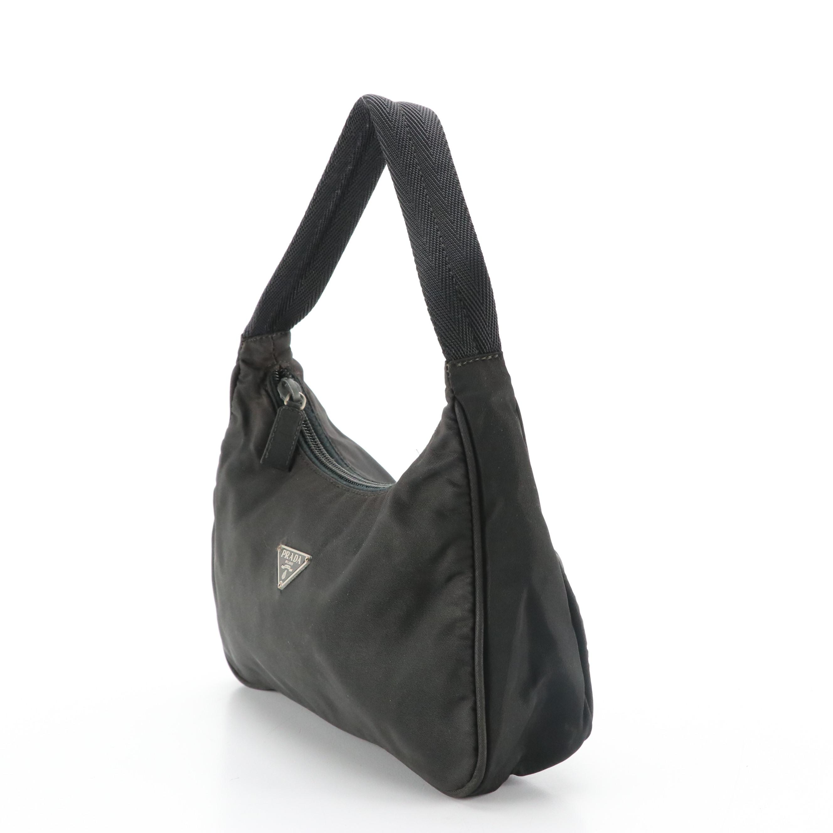 Prada Mini Zippered Shoulder Bag in Black Tessuto Nylon