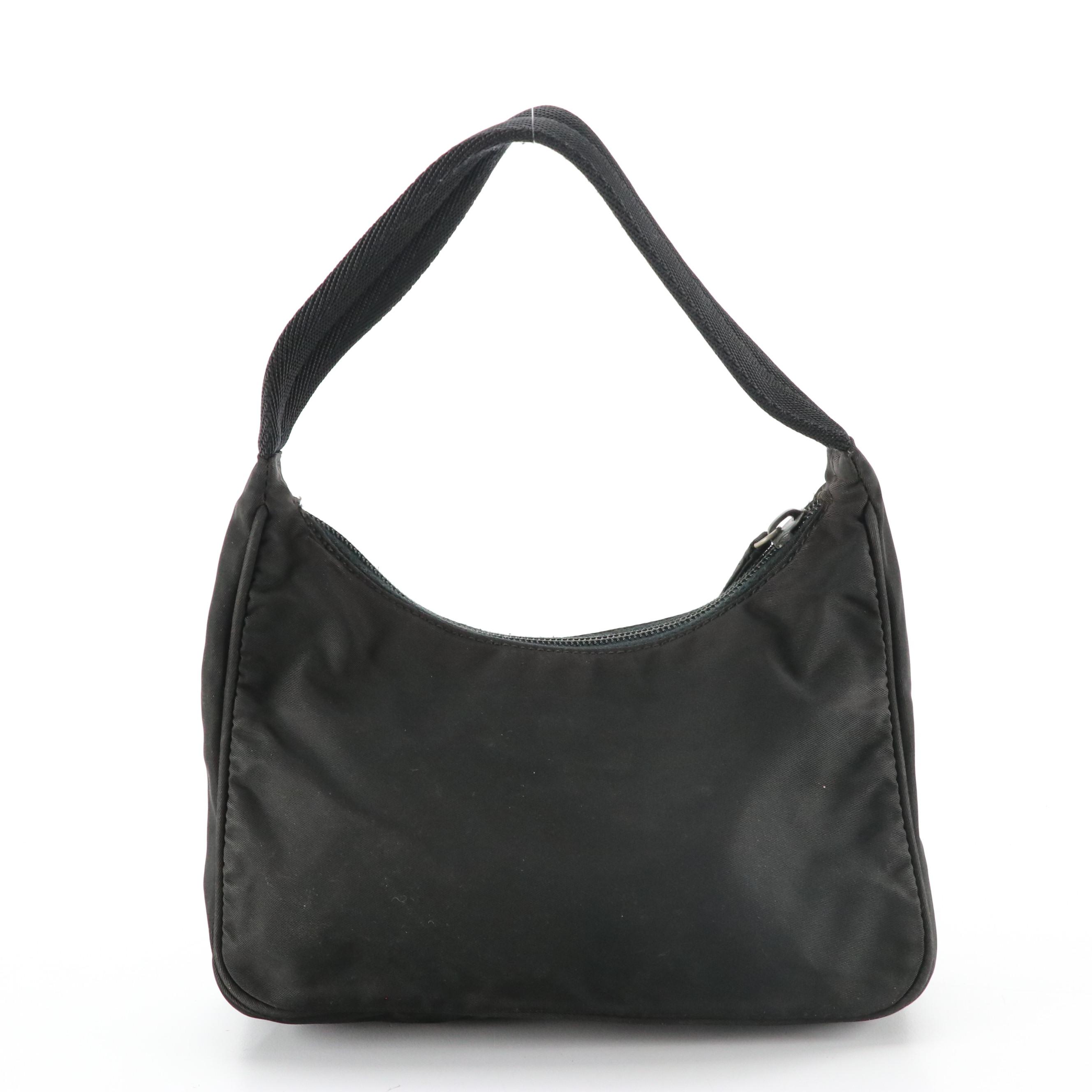 Prada Mini Zippered Shoulder Bag in Black Tessuto Nylon