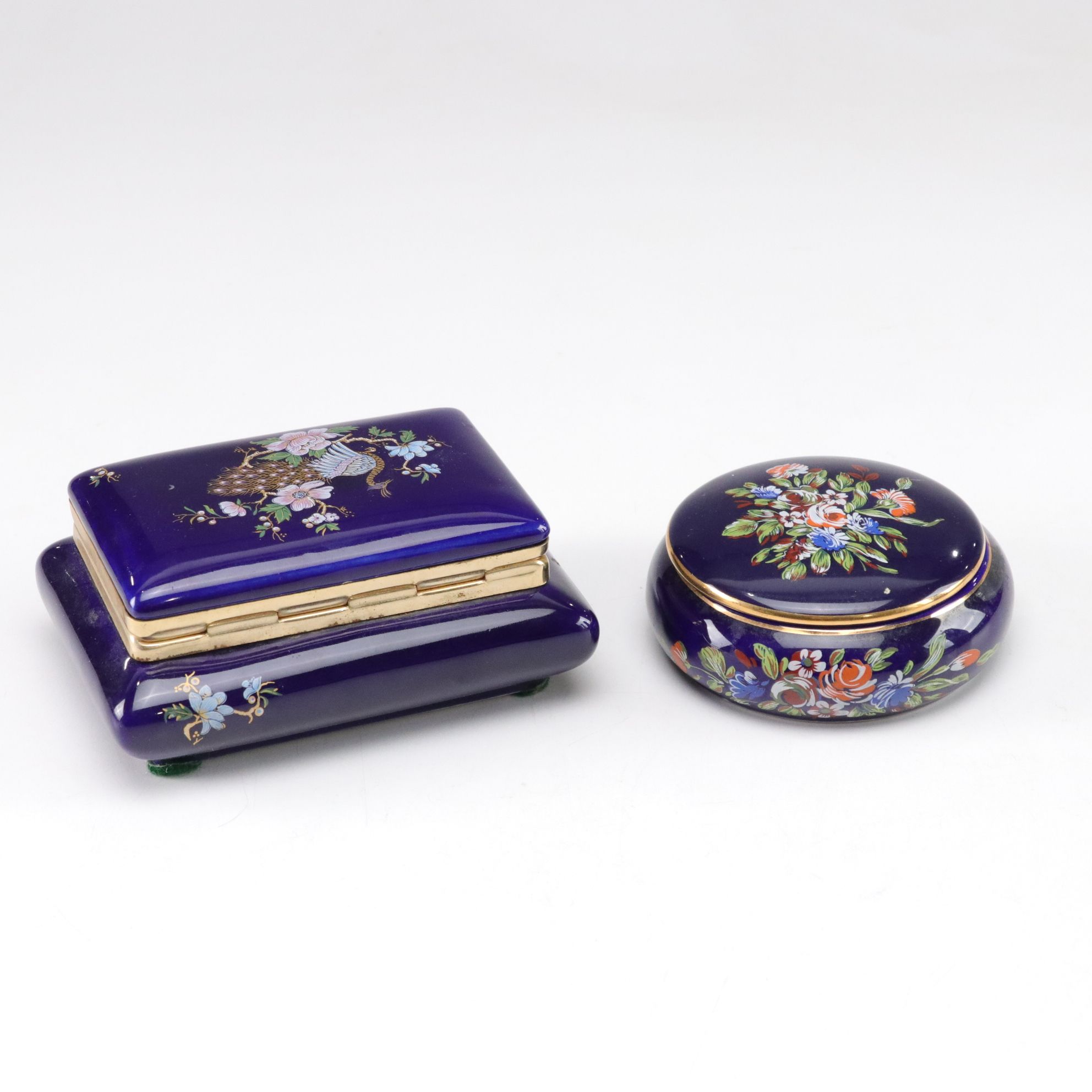 Cobalt Blue Ceramic Ginger Jar, Dresser Boxes, and Vase