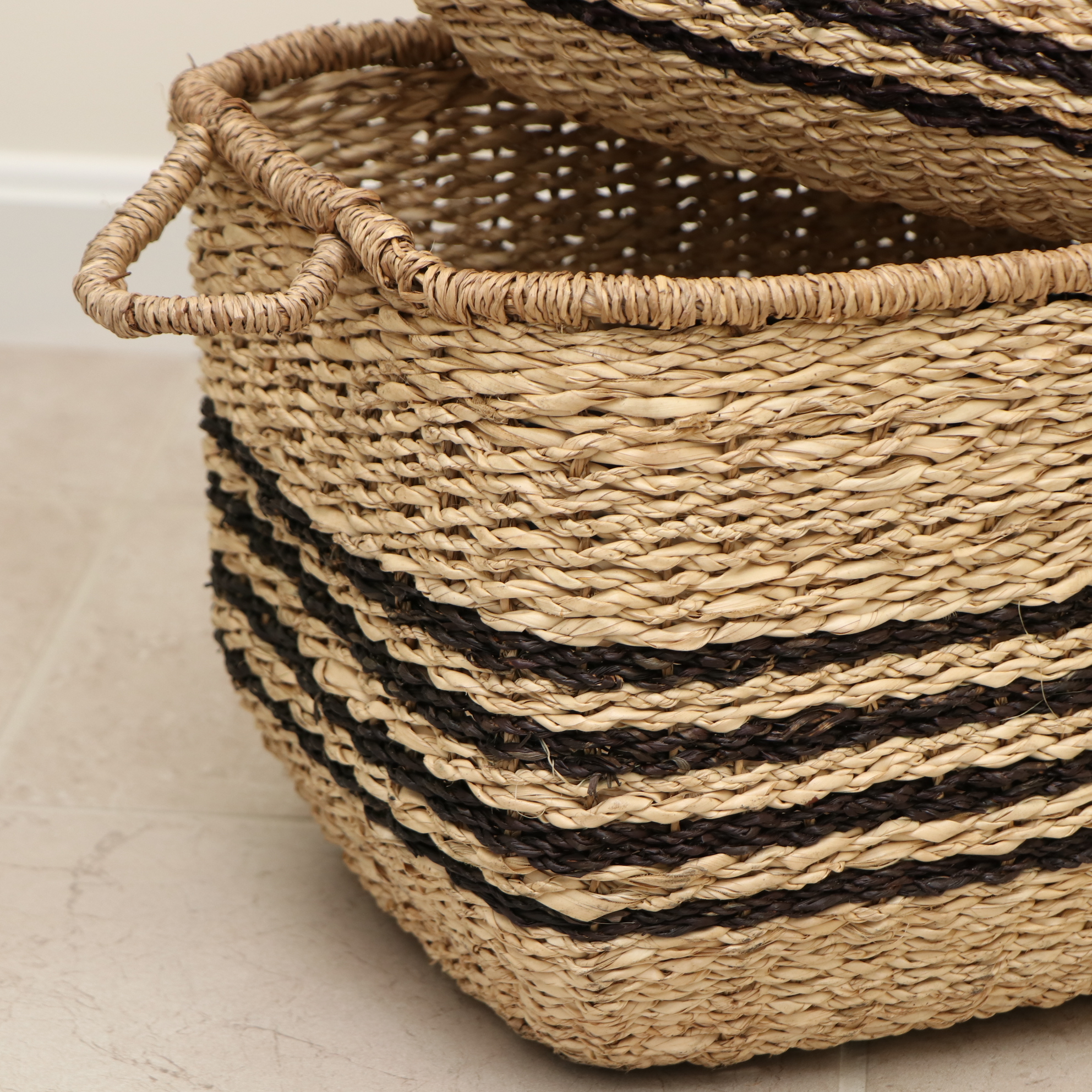 Pair of Woven Seagrass Storage Baskets