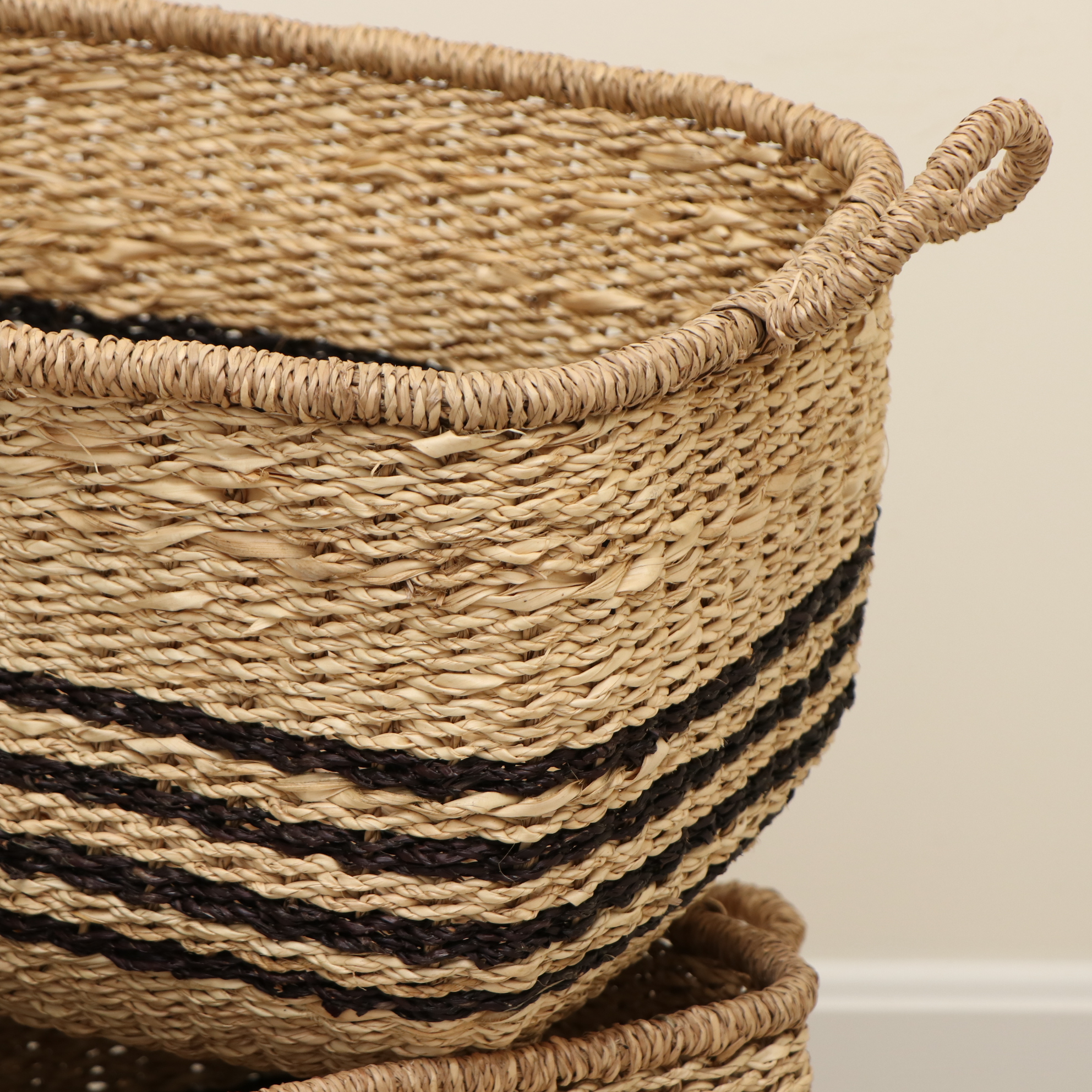 Pair of Woven Seagrass Storage Baskets