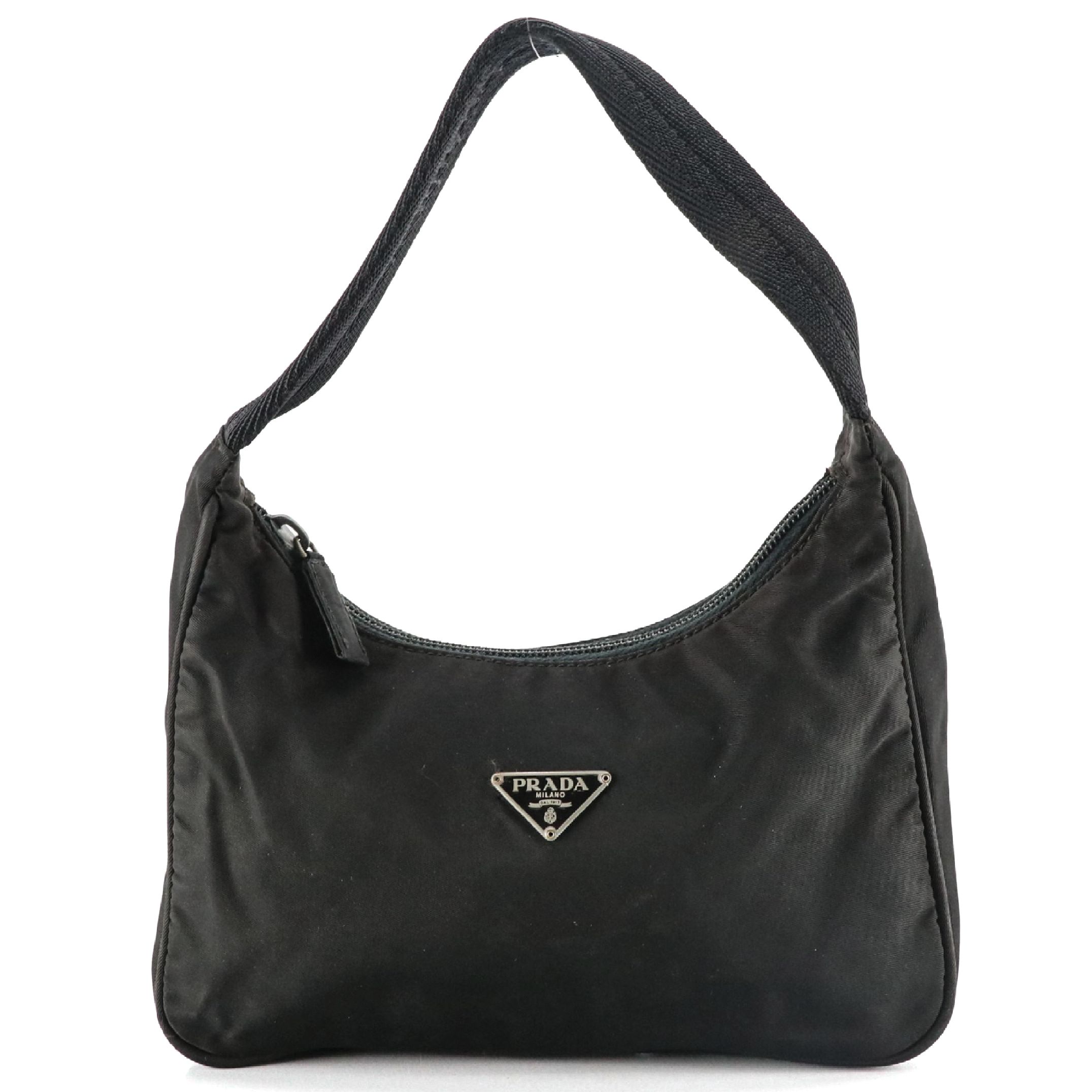 Prada Mini Zippered Shoulder Bag in Black Tessuto Nylon