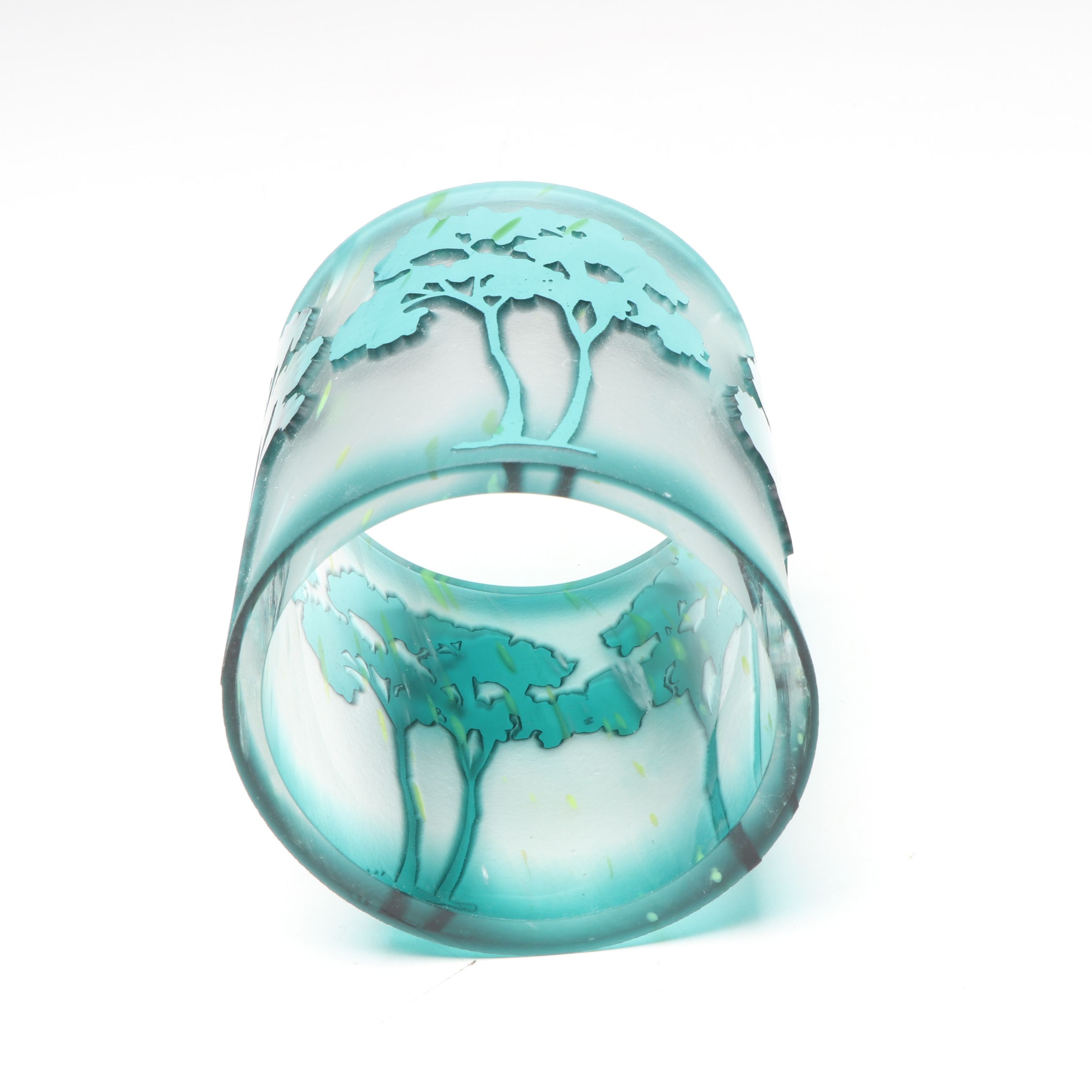 Kelsey Murphy for Pilgrim Etched Green Glass Vase with Bowl and Other Décor