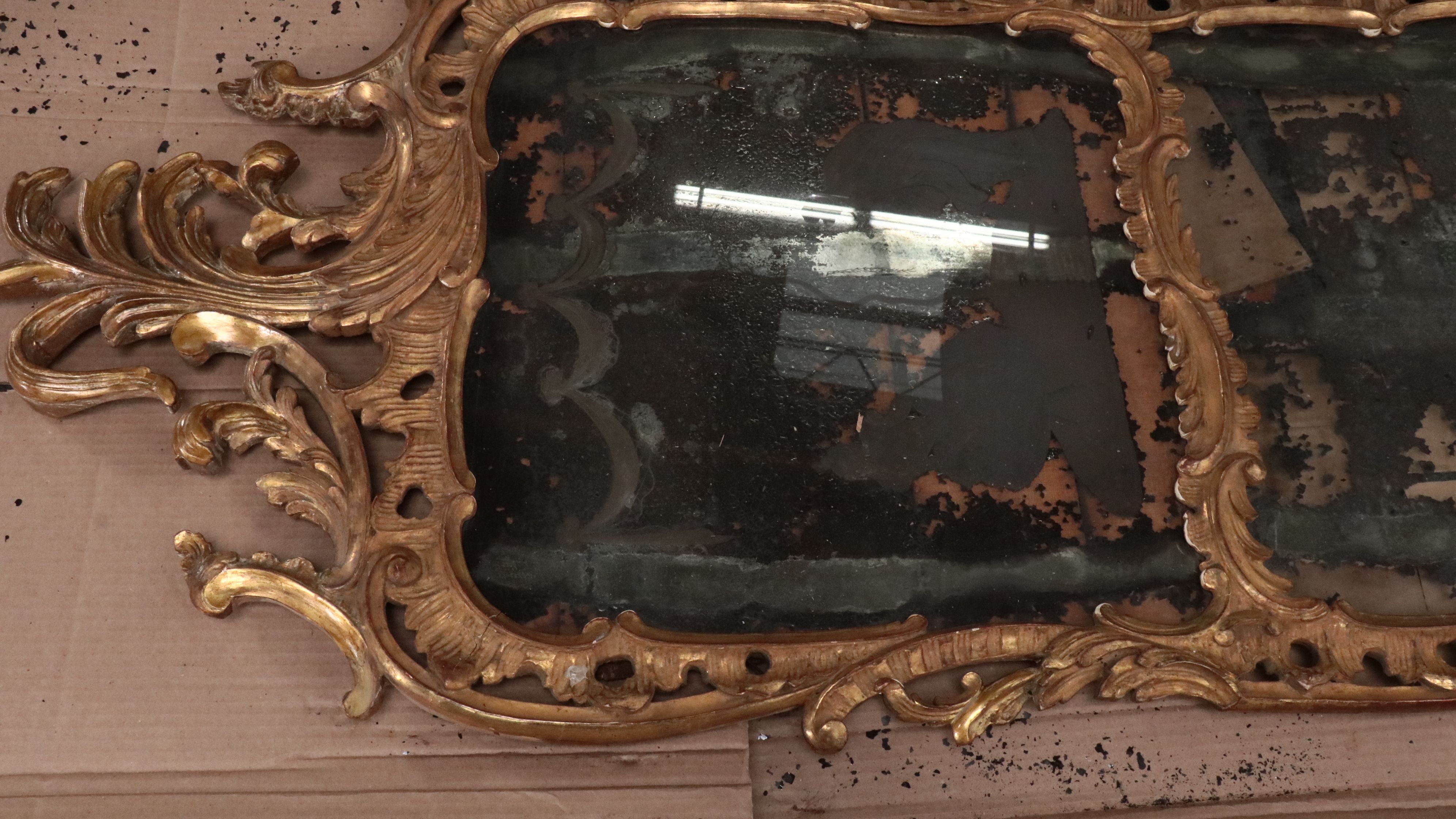 Pair of Louis XV Carved Giltwood Trumeau Mirrors