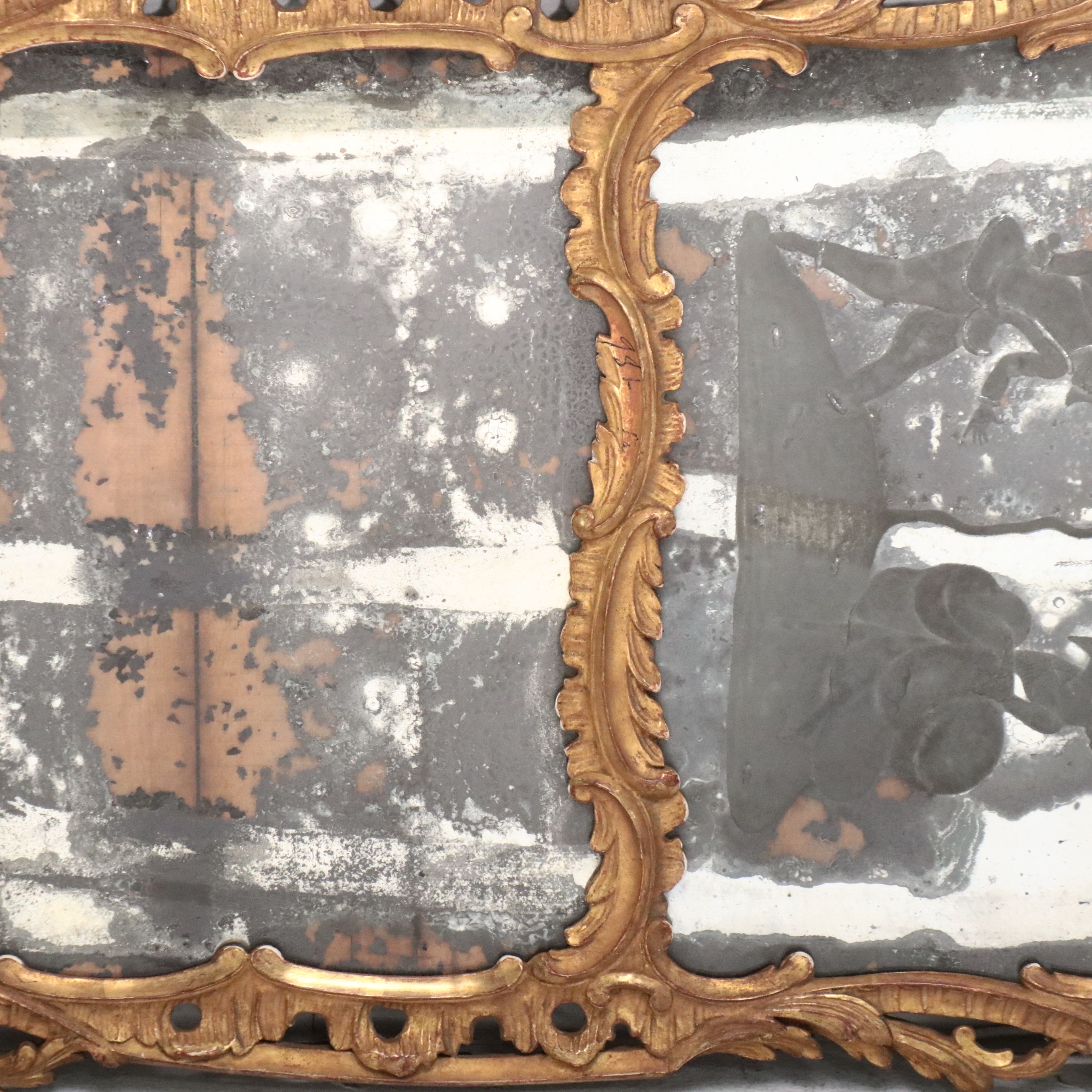 Pair of Louis XV Carved Giltwood Trumeau Mirrors