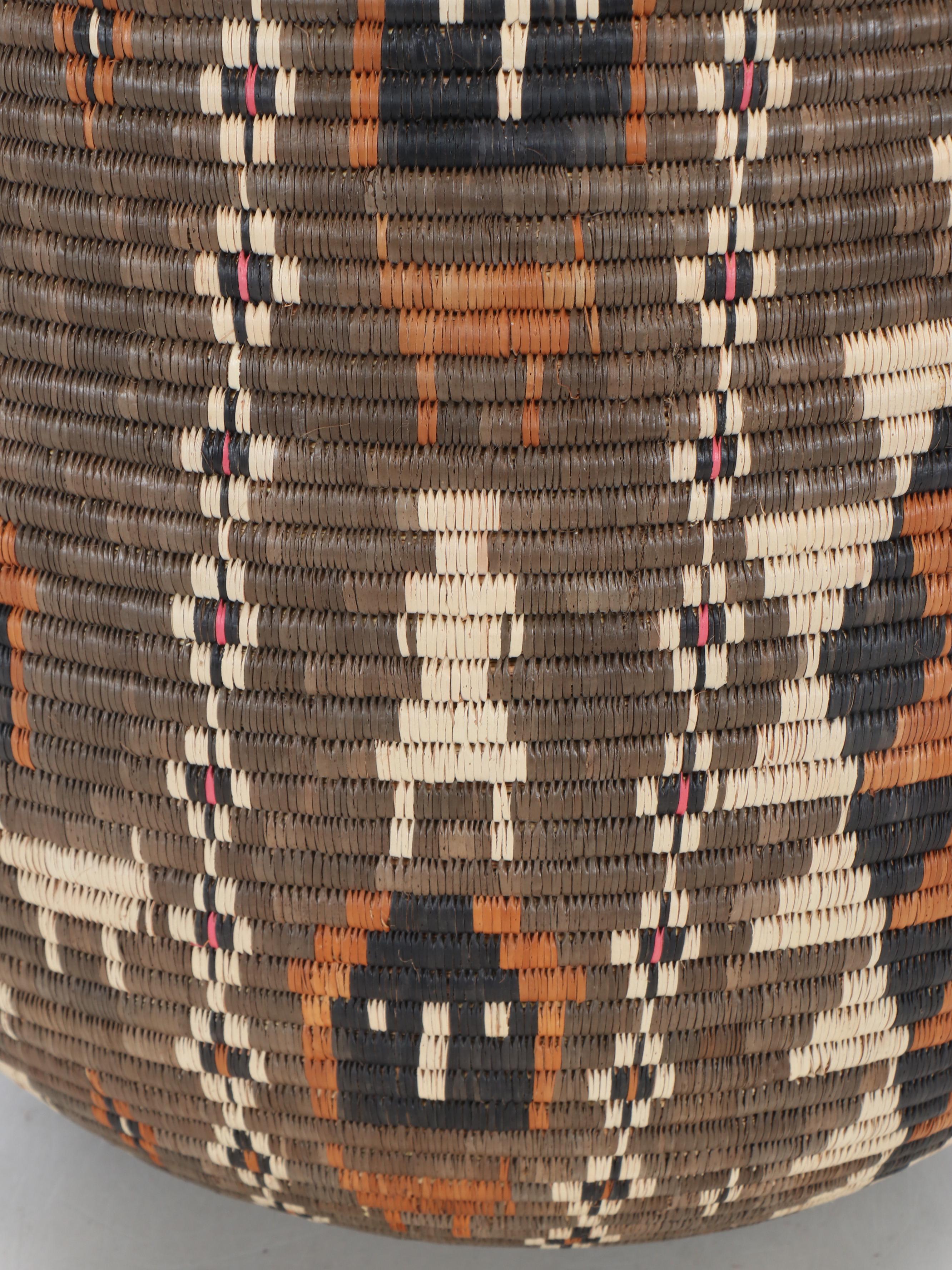 Cinile Mtetwa South African Zulu Woven Ilala Palm Lidded Basket