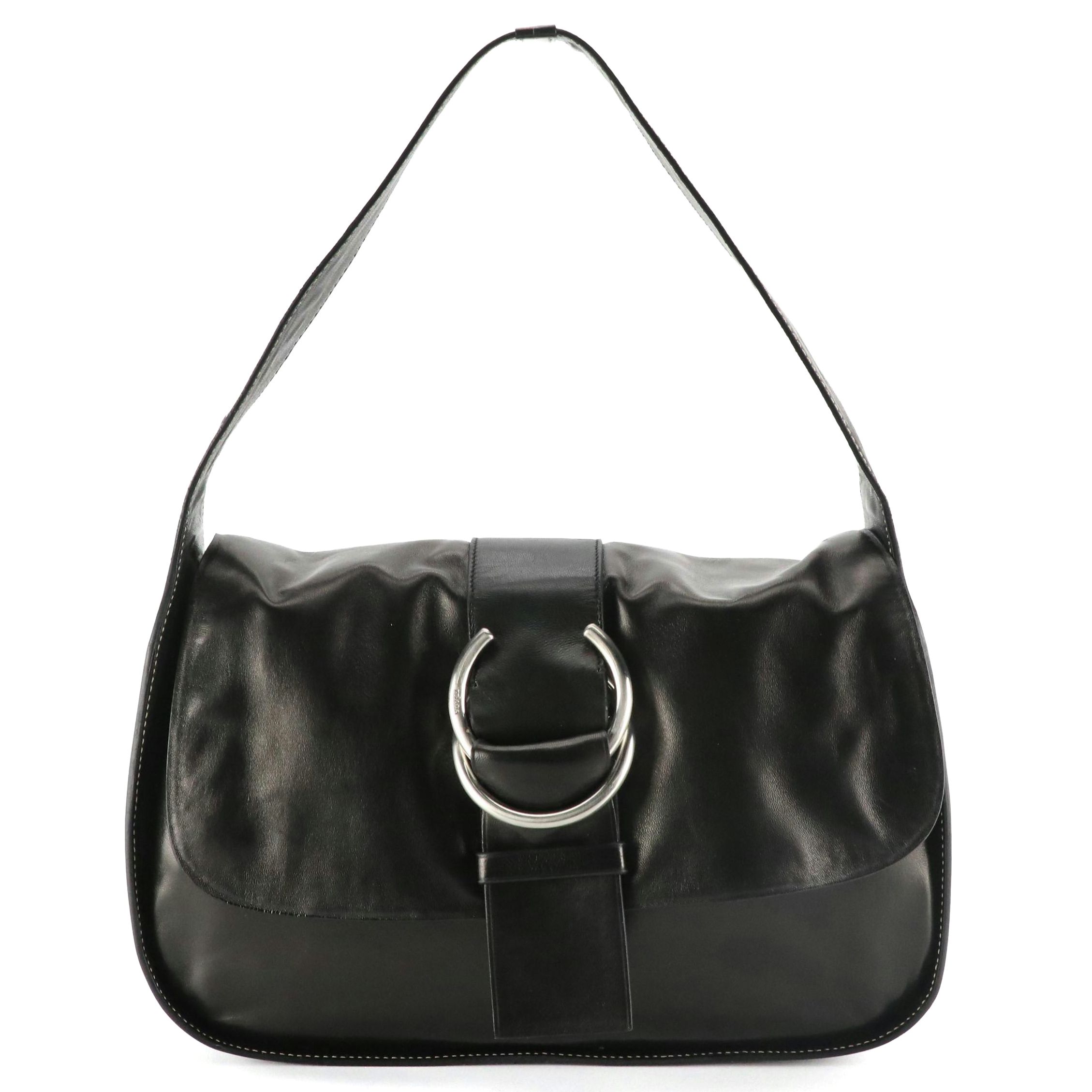 Prada Black Nappa Zenith Leather Front-Flap Shoulder Bag