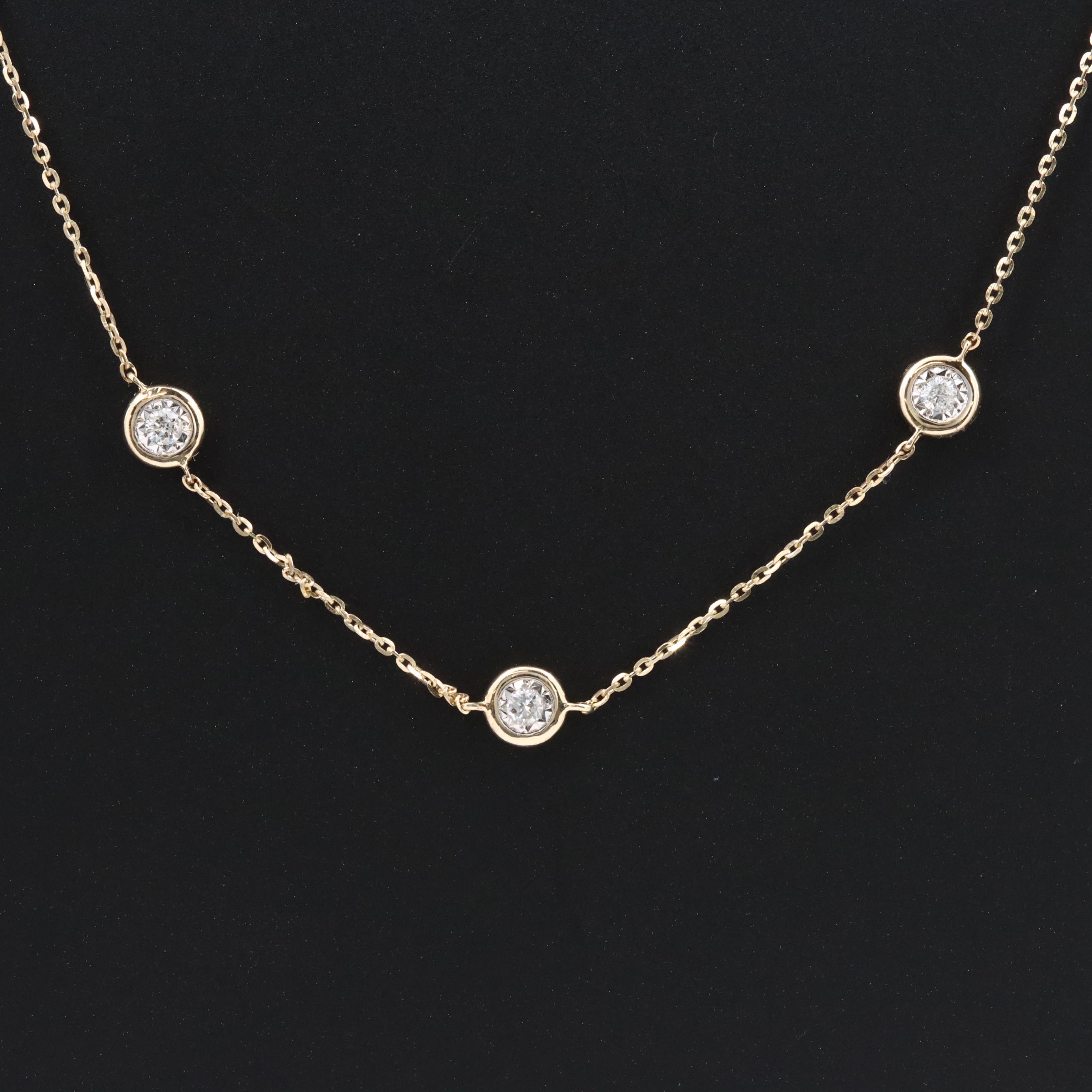 14K 0.40 CTW Diamond Station Necklace