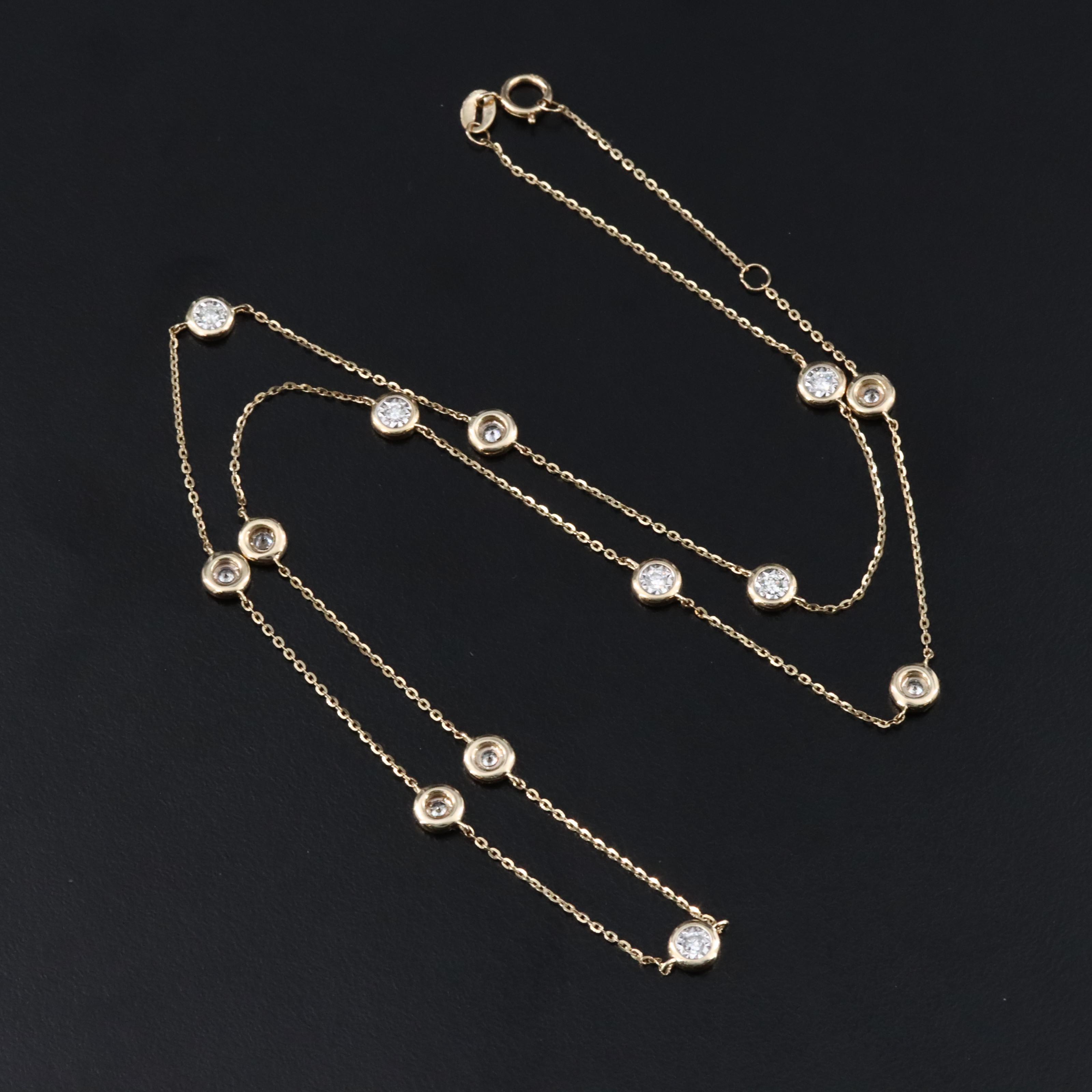14K 0.40 CTW Diamond Station Necklace