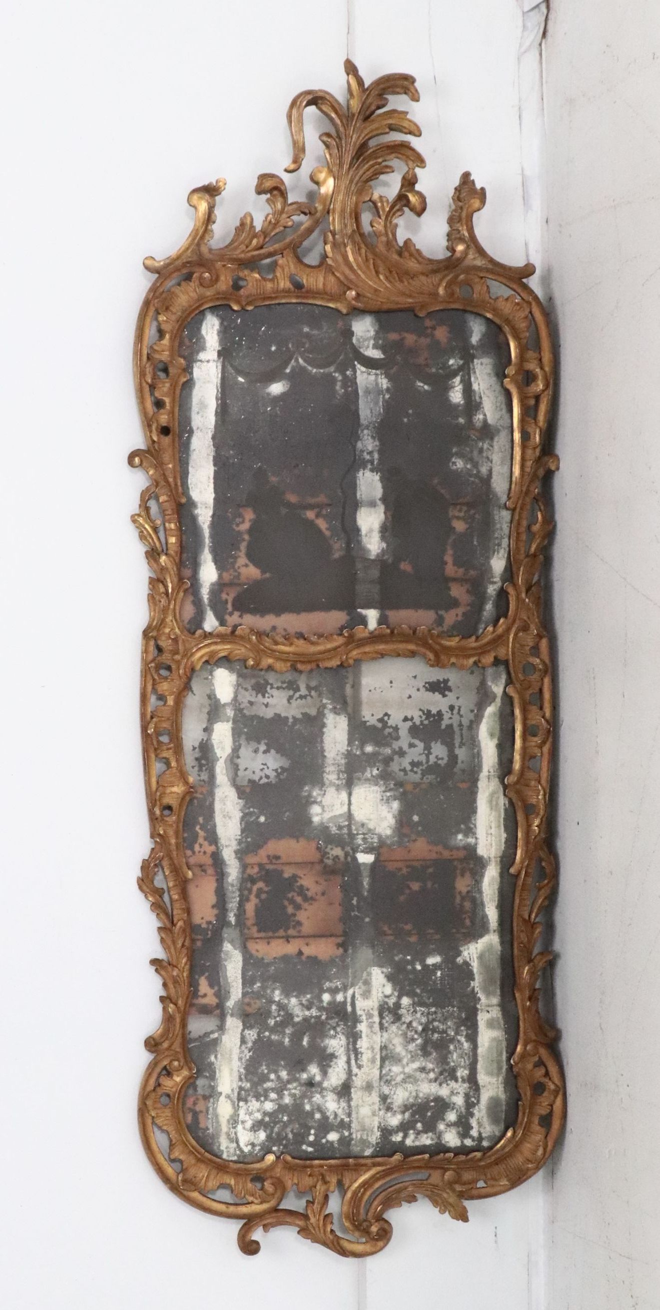 Pair of Louis XV Carved Giltwood Trumeau Mirrors