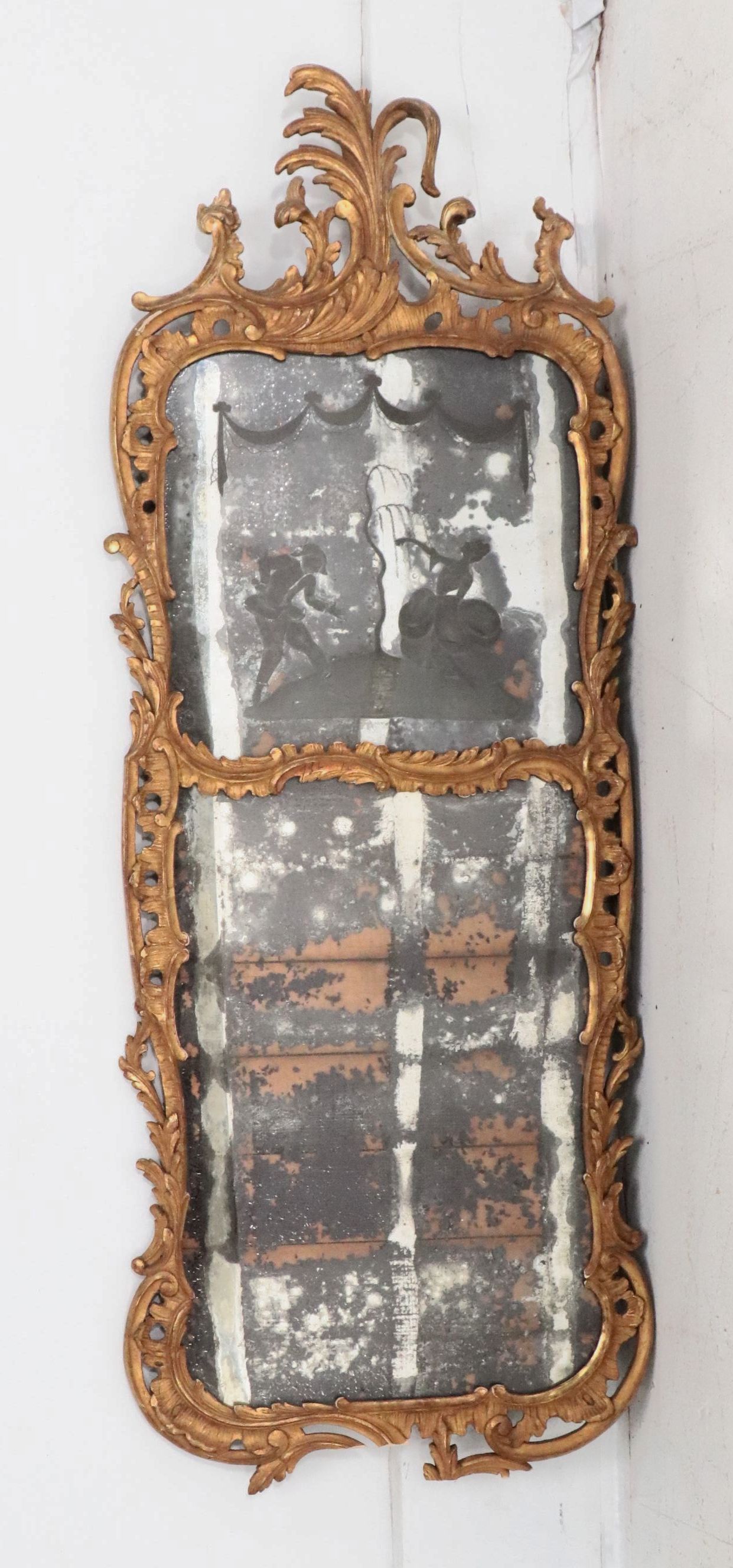 Pair of Louis XV Carved Giltwood Trumeau Mirrors