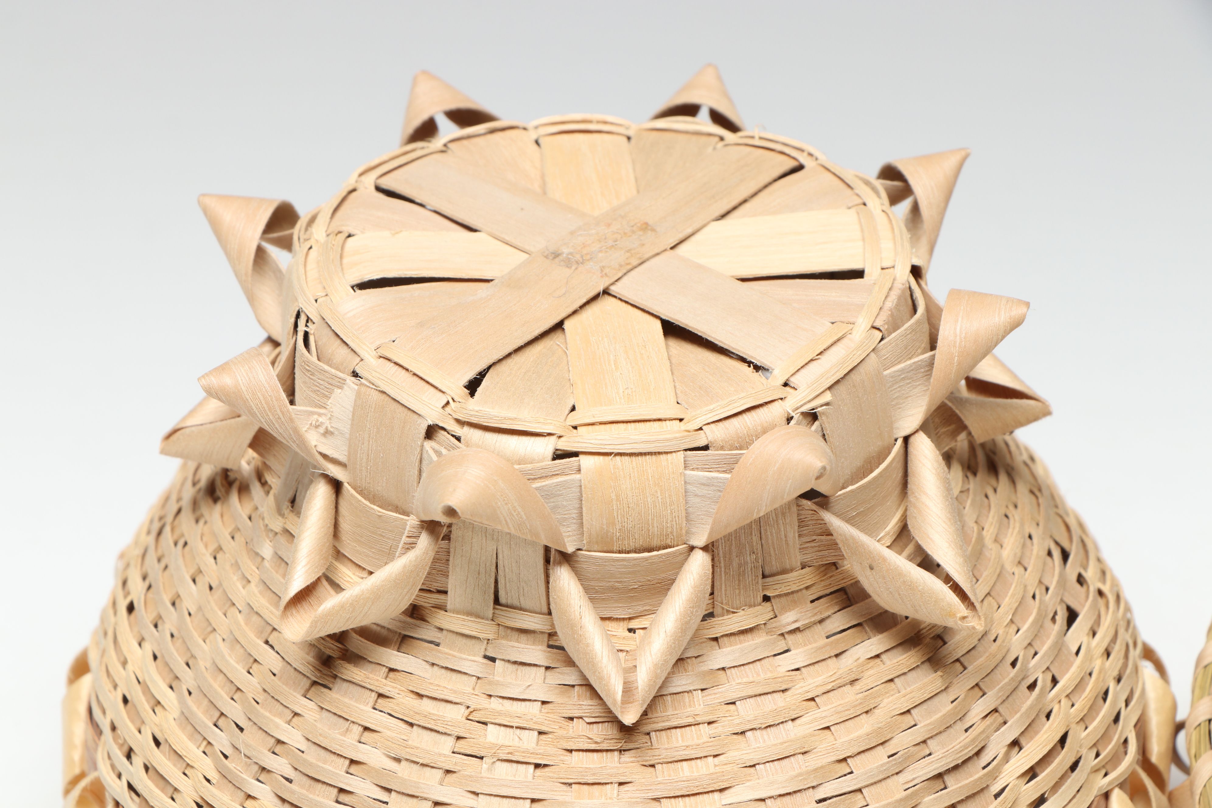 Rose Ann Bernard with Other Sweetgrass and White Ash Mi'kmaq Lidded Basket