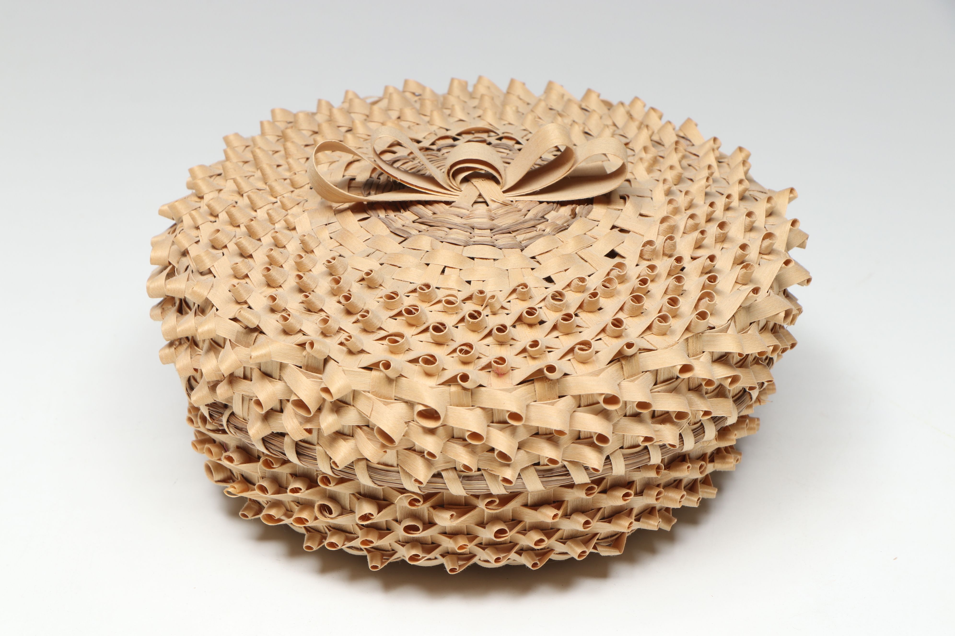 Rose Ann Bernard with Other Sweetgrass and White Ash Mi'kmaq Lidded Basket
