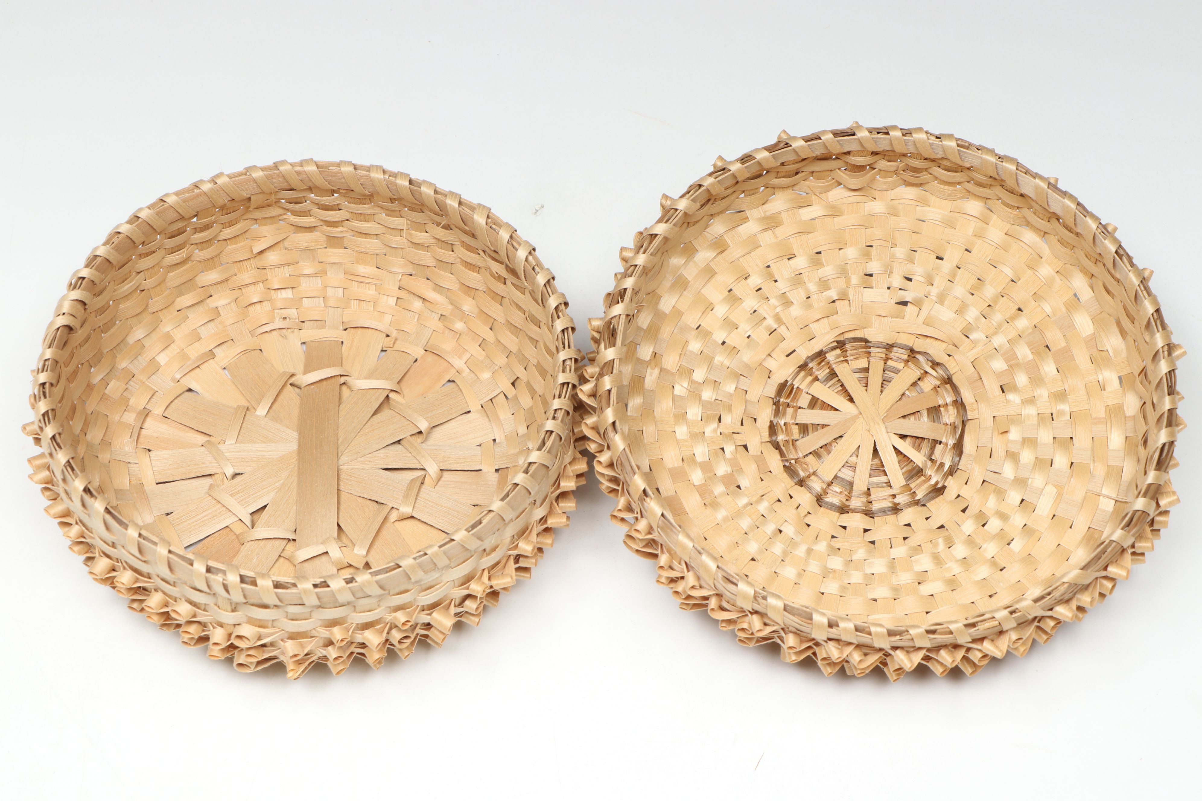 Rose Ann Bernard with Other Sweetgrass and White Ash Mi'kmaq Lidded Basket