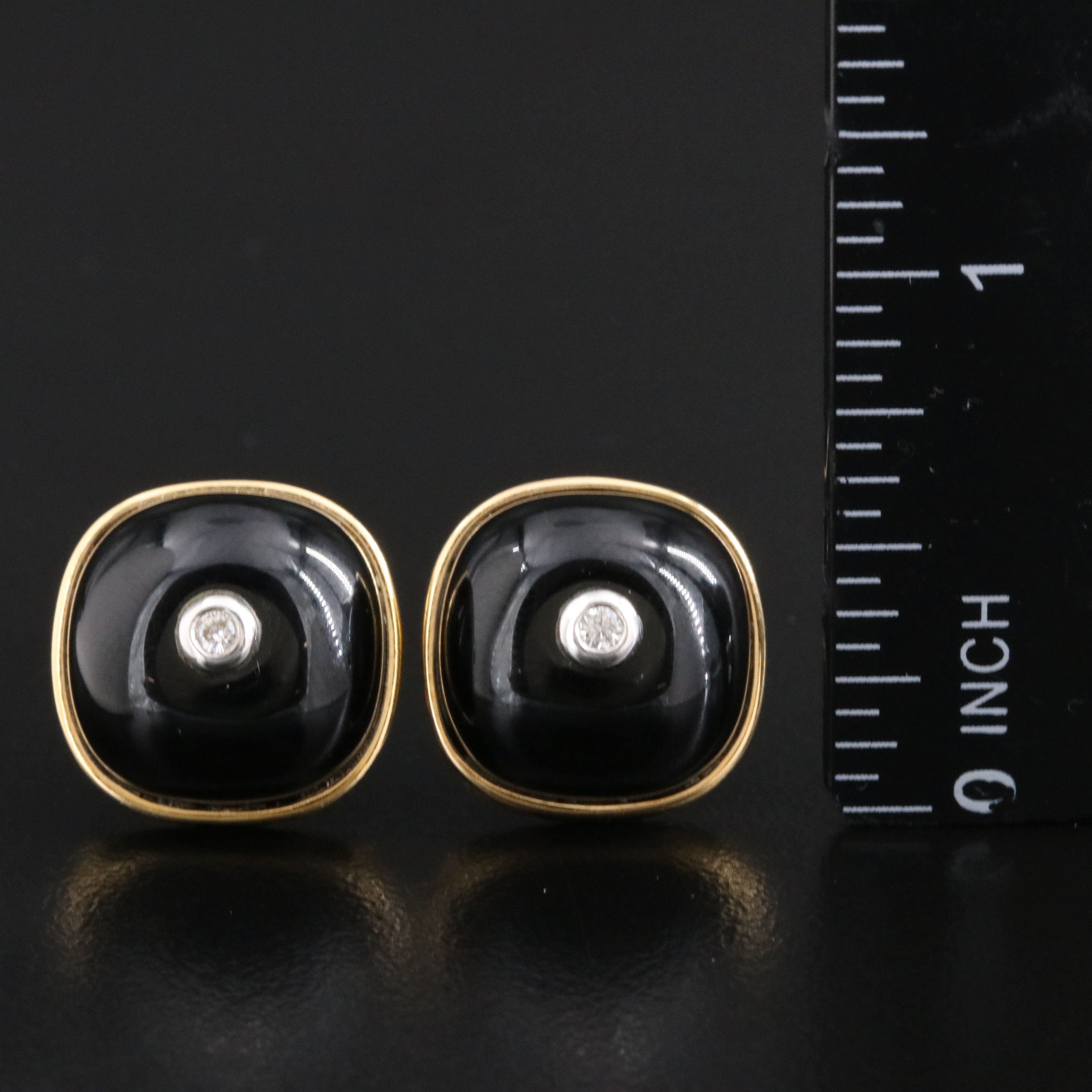 14K Black Onyx and Diamond Earrings