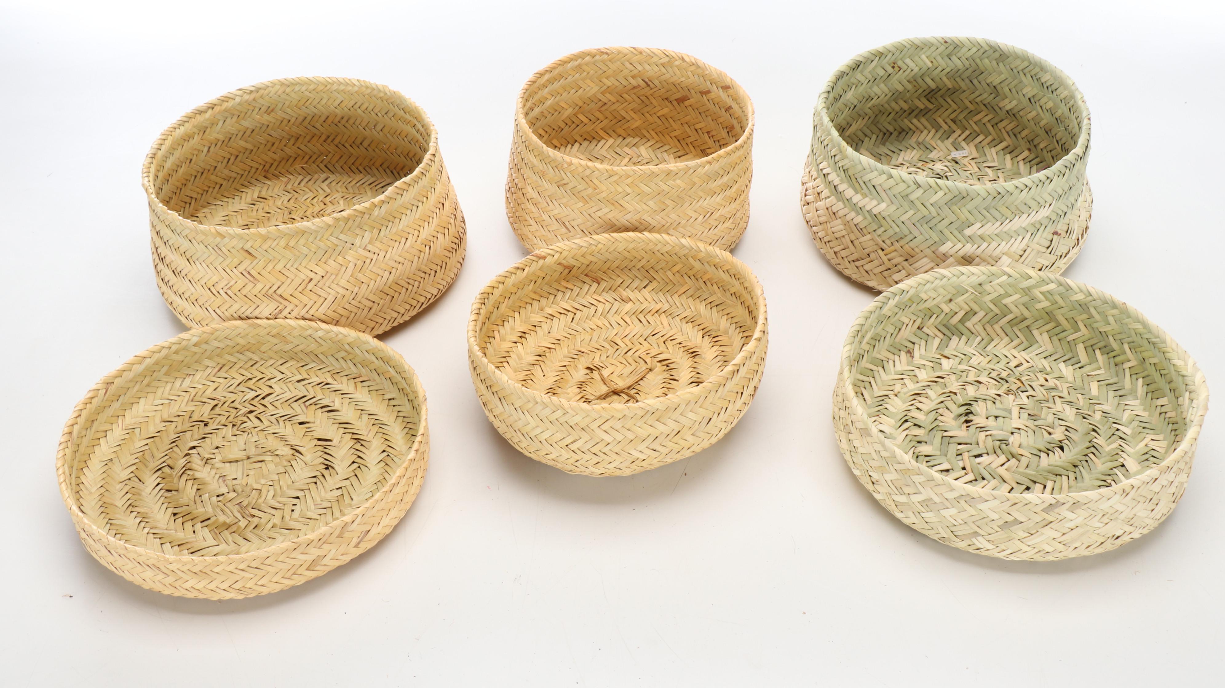 Mexican Tarahumara Peoples Tortilla Vessel with Other Woven Beargrass Baskets