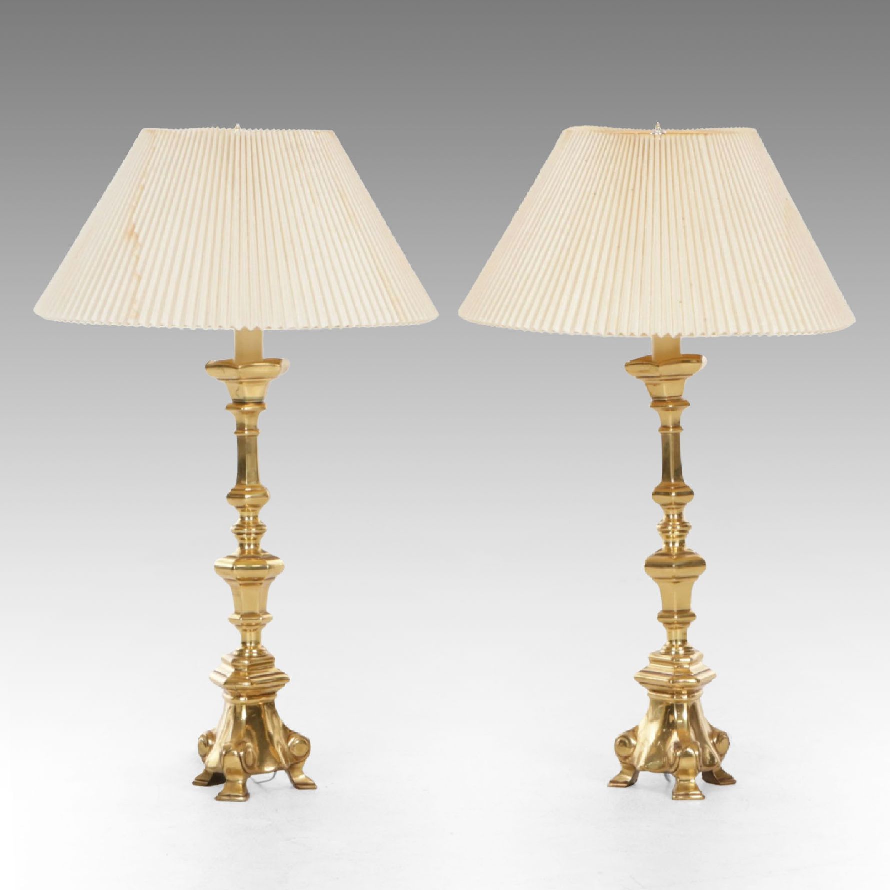 Pair of Brass Table Lamps, Late 20th Century