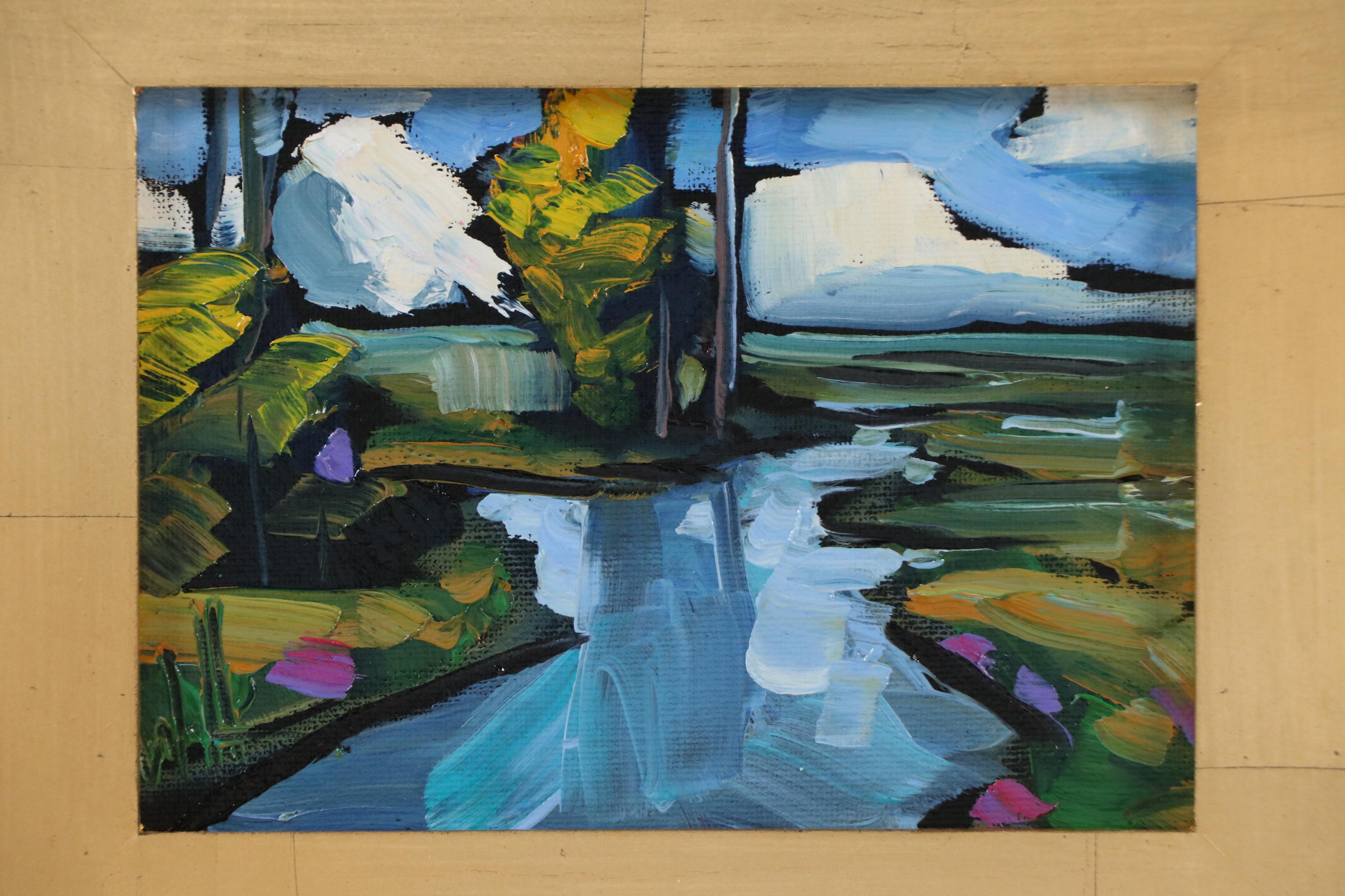 William Hawkins Abstract River Landscape Oil Painting