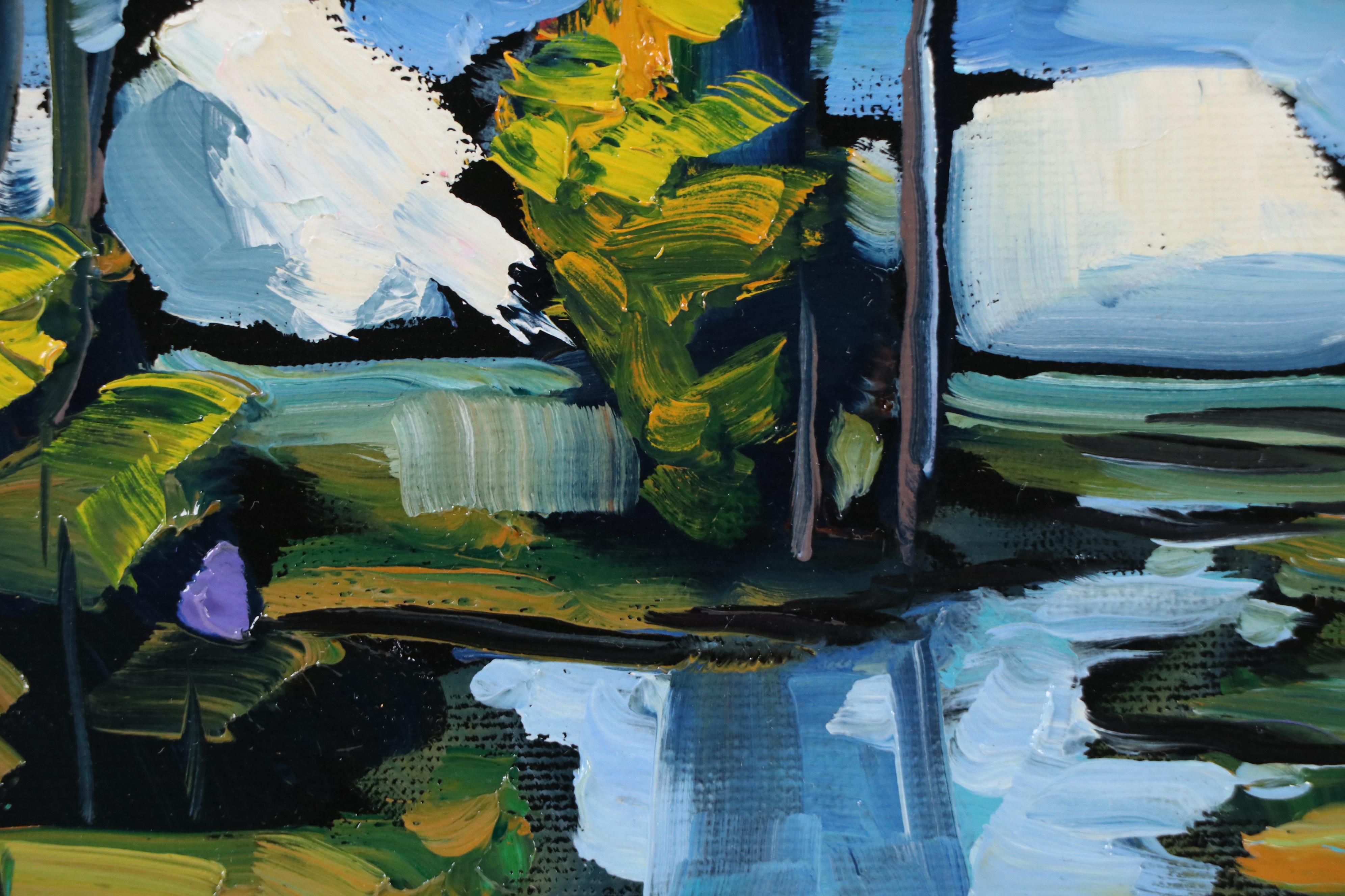 William Hawkins Abstract River Landscape Oil Painting