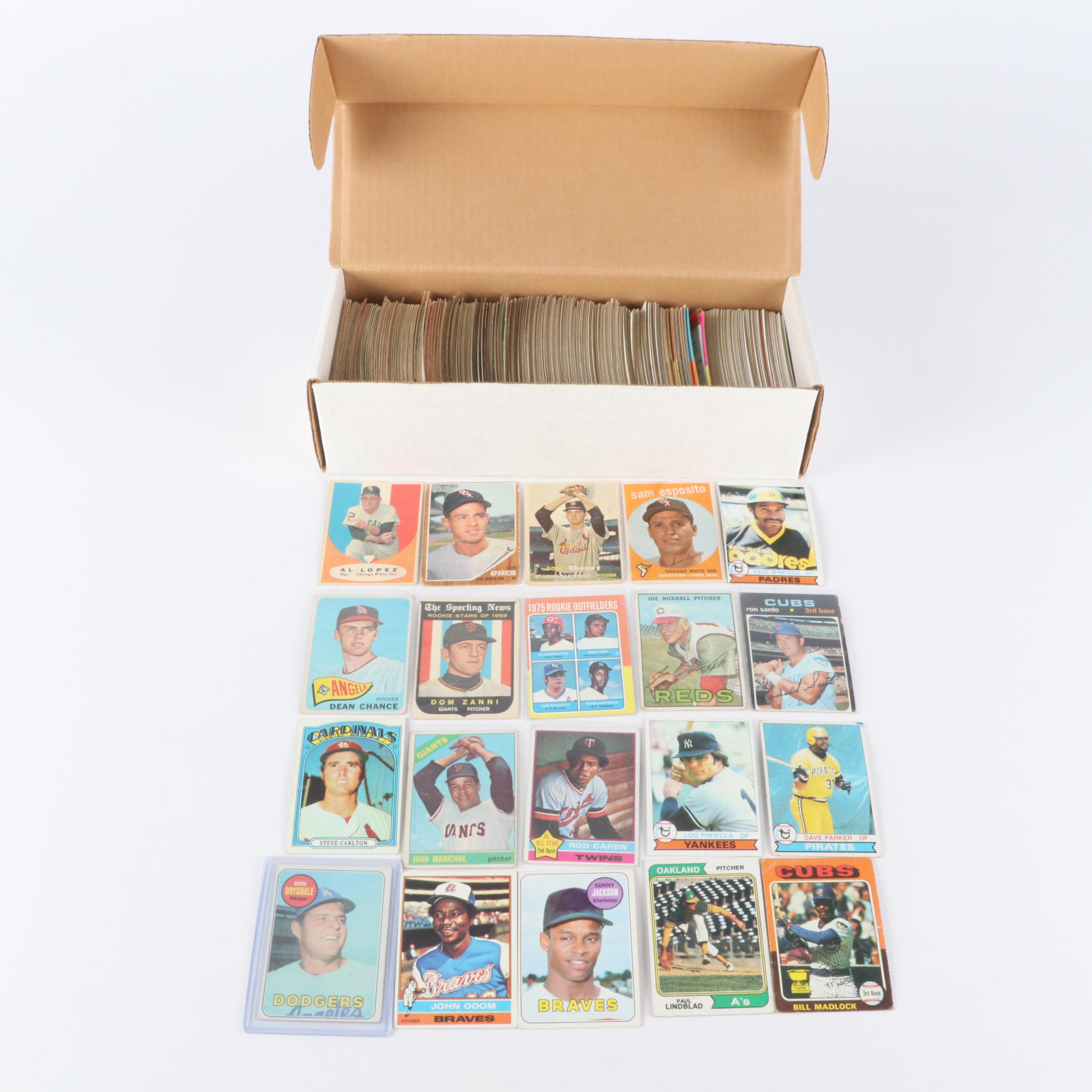 Topps Baseball Cards Featuring Steve Carlton, Ron Santo, and More, 1950s-1970s