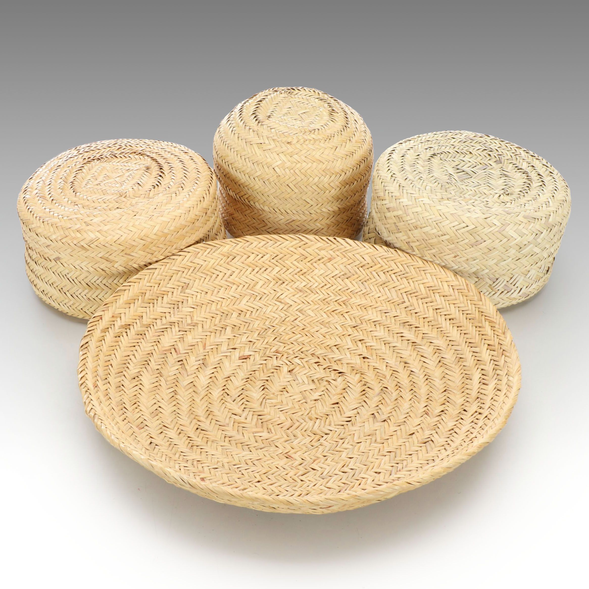 Mexican Tarahumara Peoples Tortilla Vessel with Other Woven Beargrass Baskets