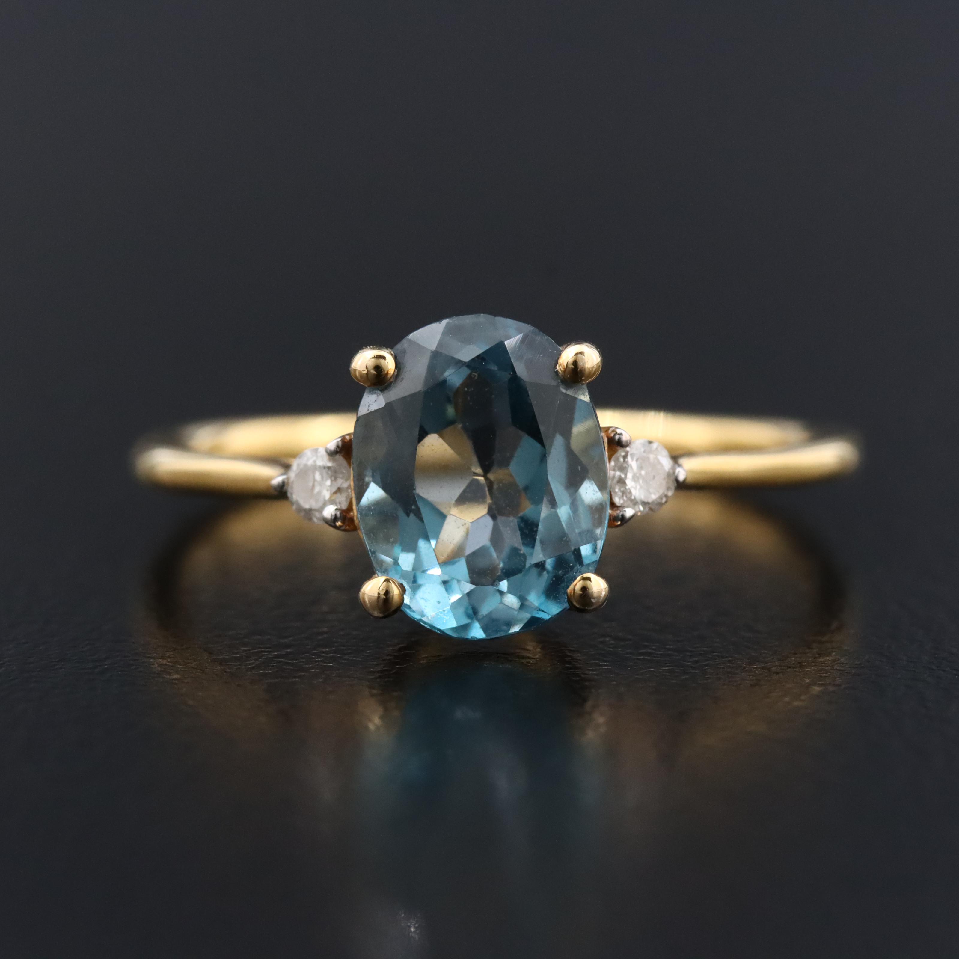 Sterling London Blue Topaz and Diamond Ring