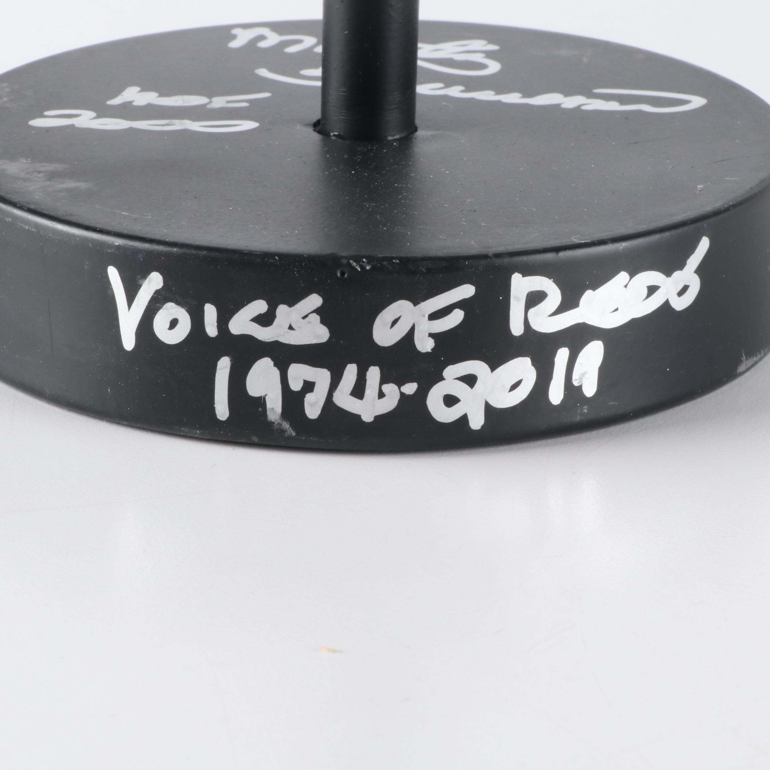 Marty Brennaman Signed Rawlings Baseball and Signed Microphone Display