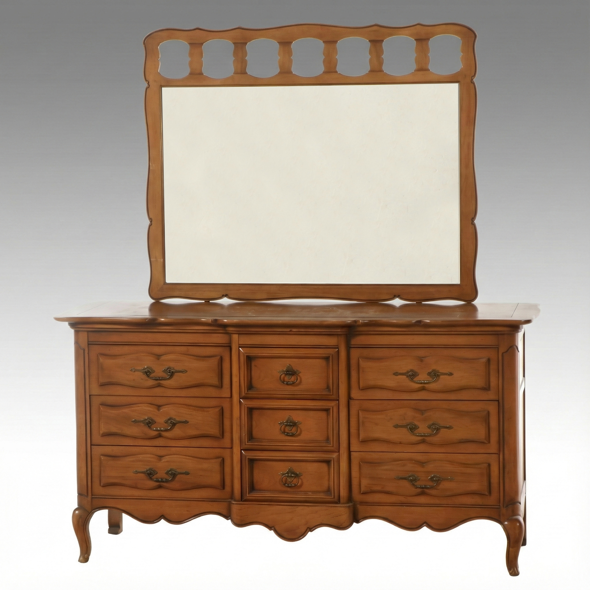 French Provincial Style Pecan Dresser