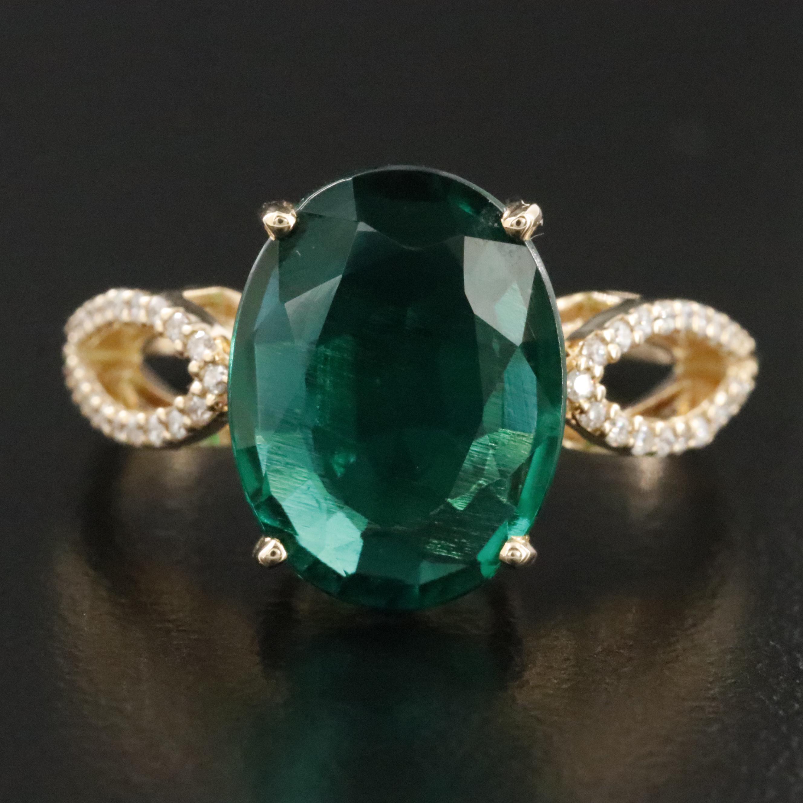 14K Emerald and Moissanite Ring