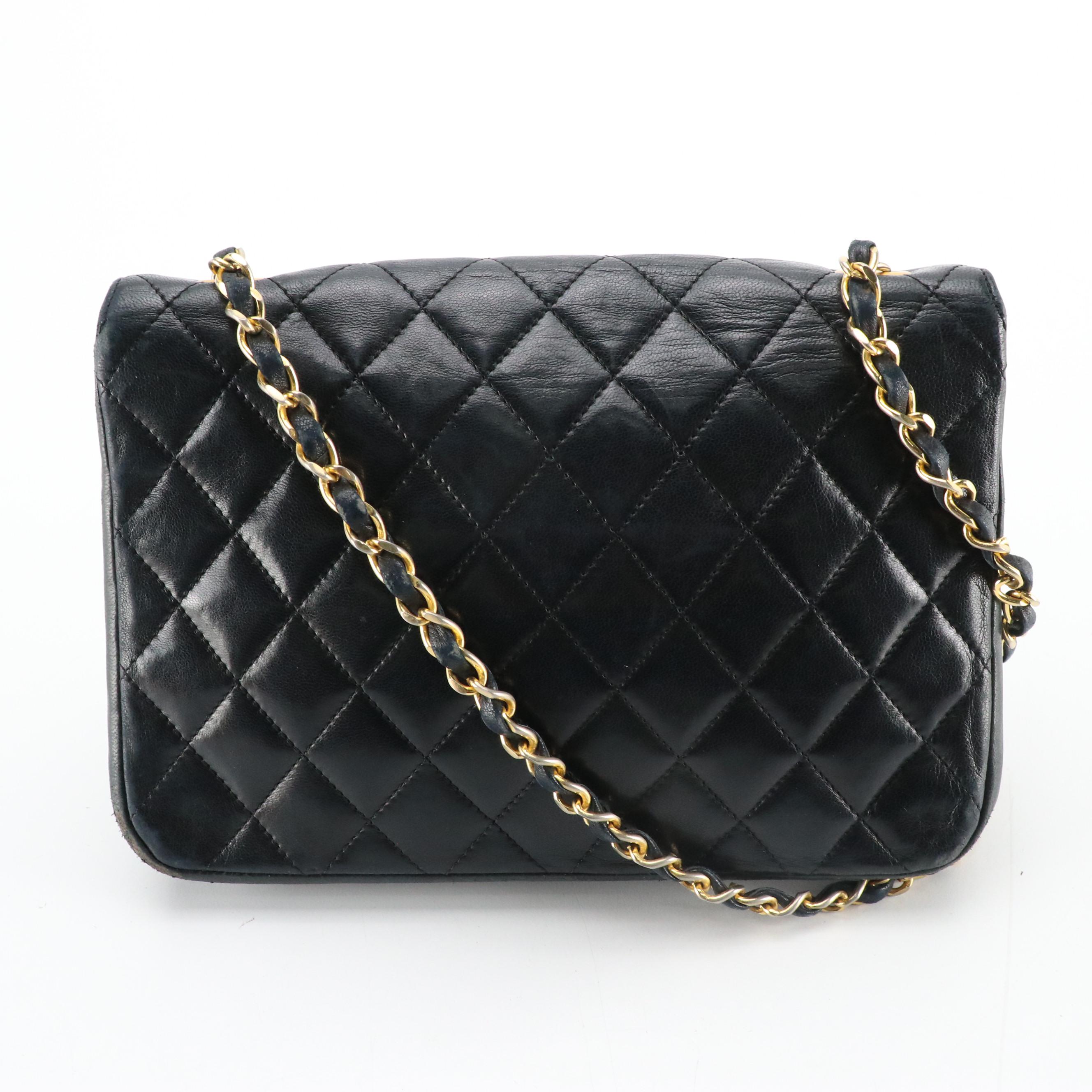 Chanel CC Round Flap Shoulder Bag in Quilted Lambskin Leather