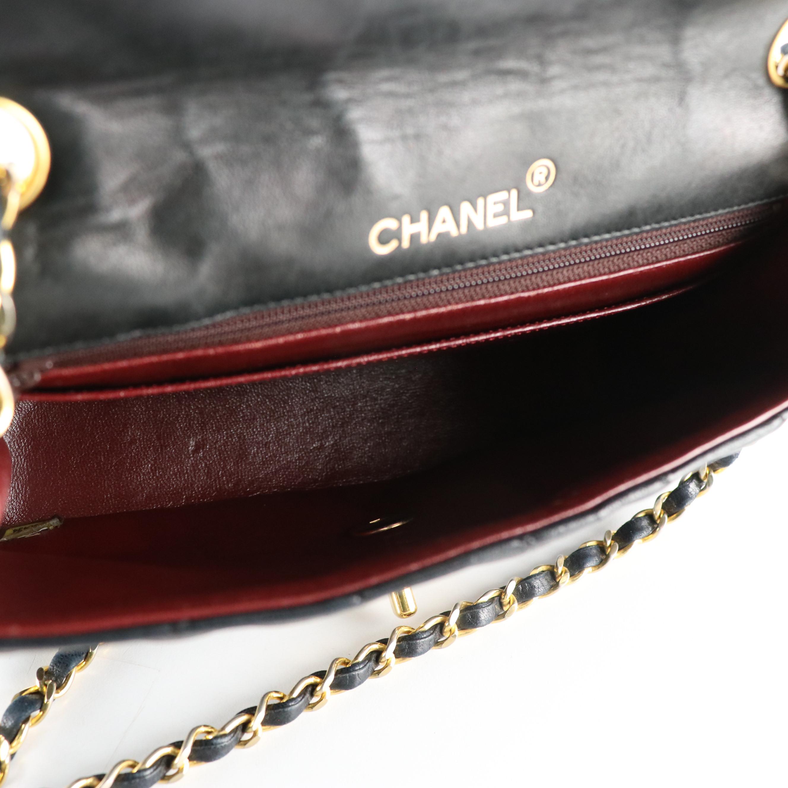 Chanel CC Round Flap Shoulder Bag in Quilted Lambskin Leather