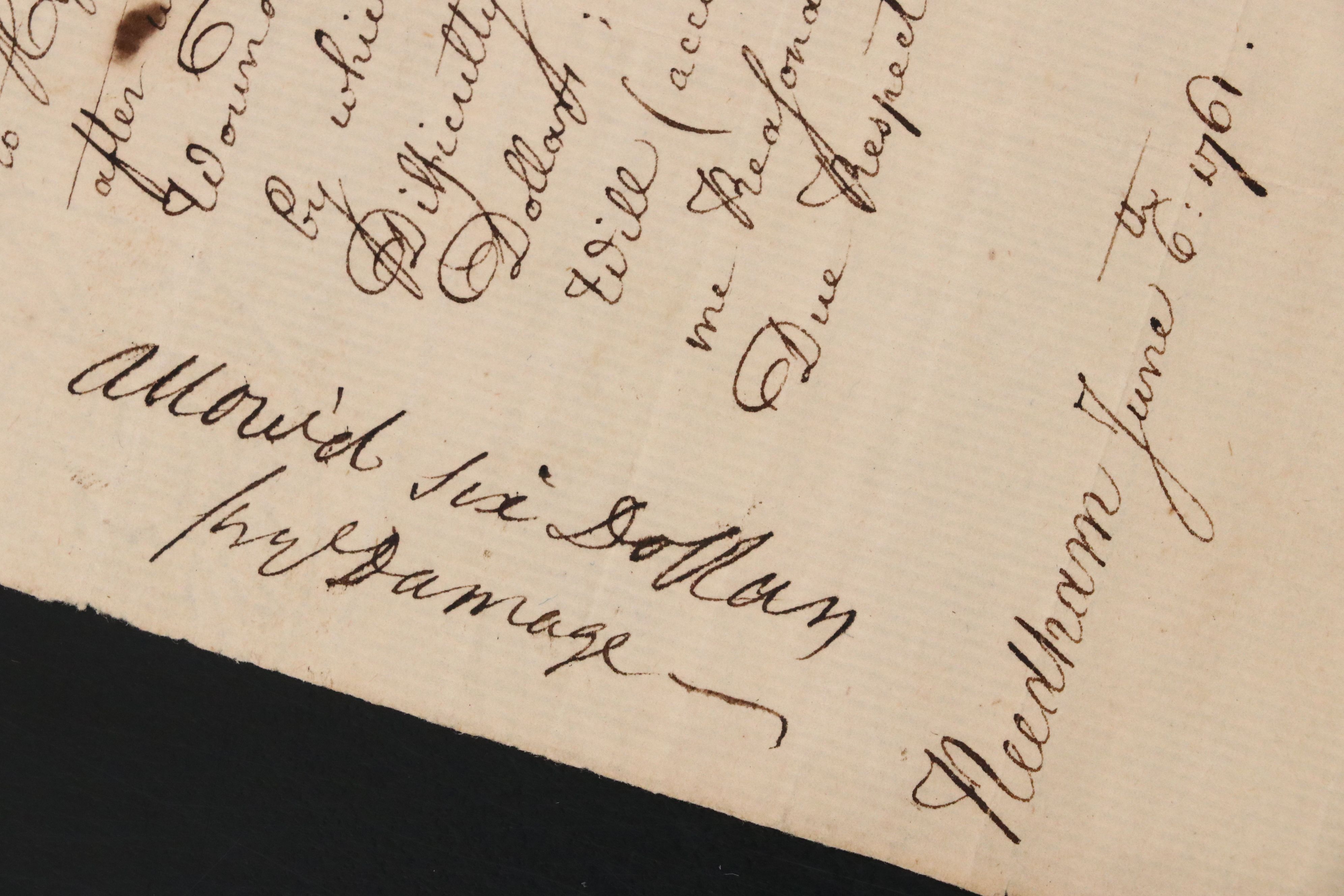 Antique 1761 Colonial Boston Petition Letter to Selectmen