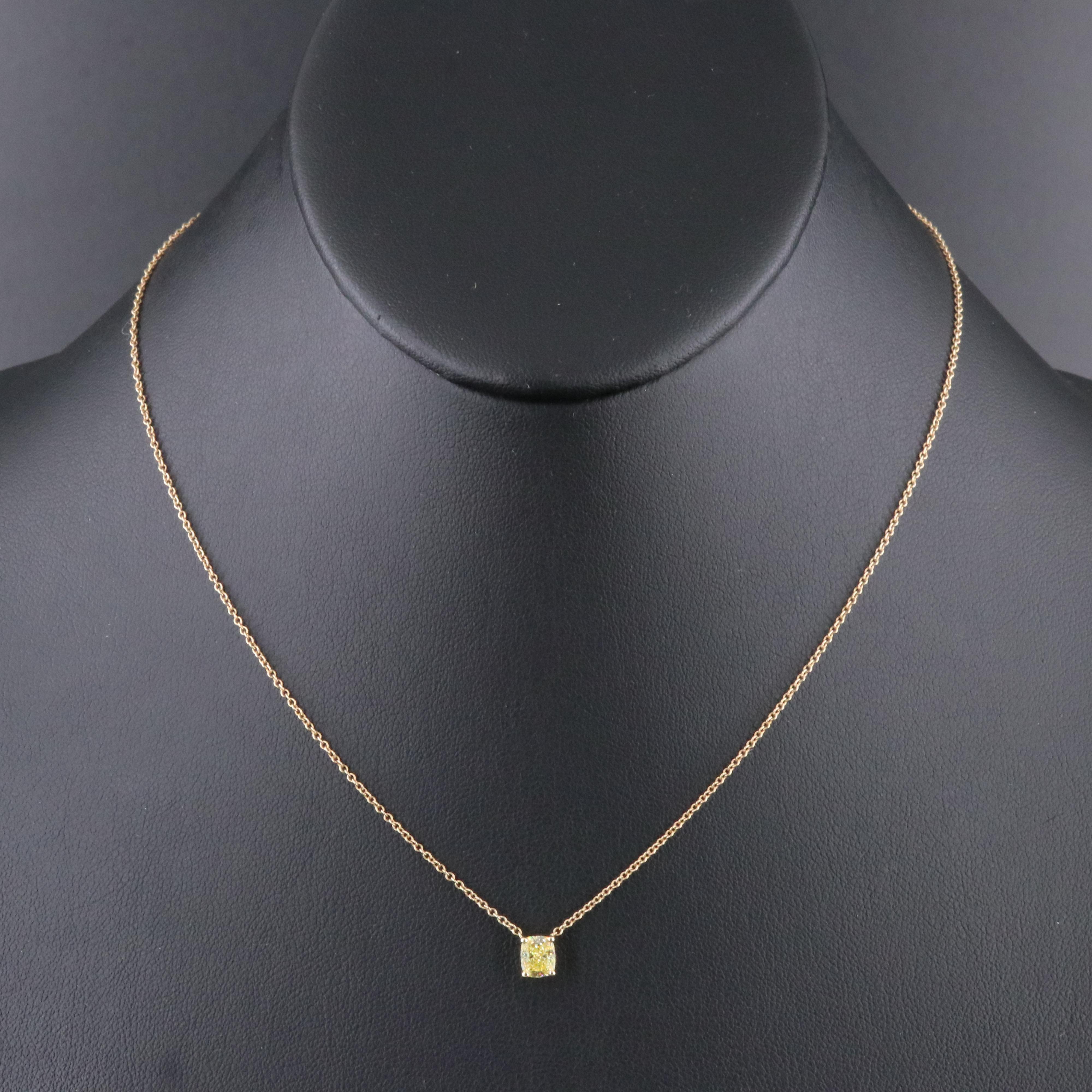 Tiffany & Co. 18K 0.65 CT Fancy Intense Yellow Diamond Solitaire Pendant