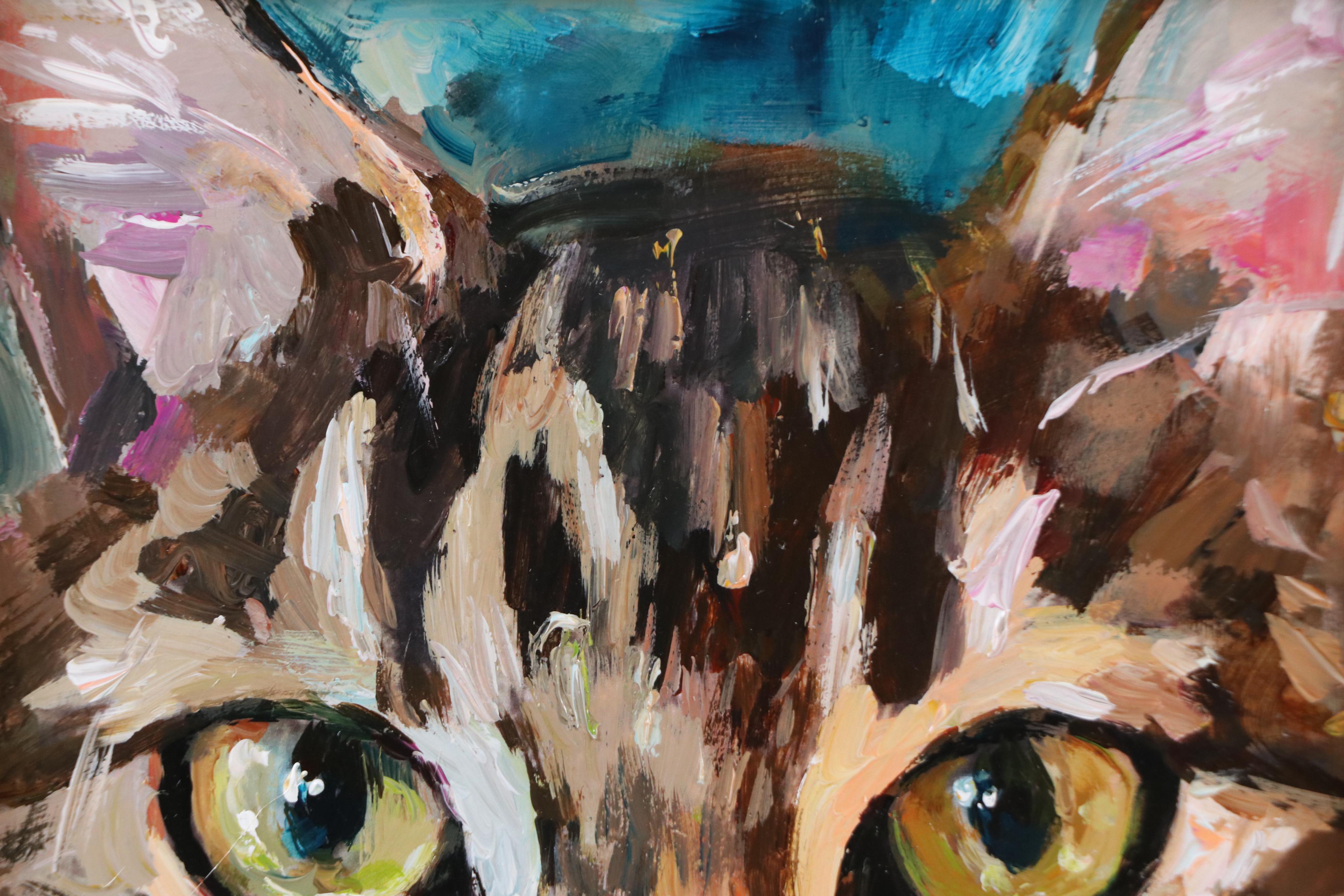 Adam Deda Cat Portrait Oil Painting "Olive Gaze," 2025