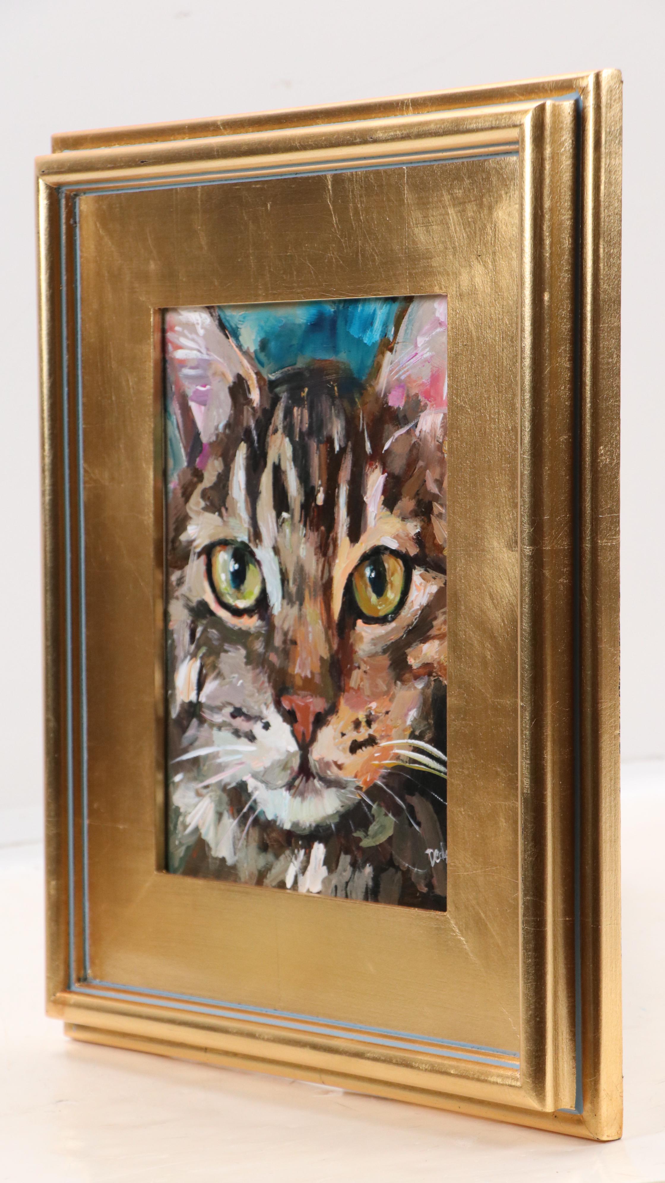 Adam Deda Cat Portrait Oil Painting "Olive Gaze," 2025