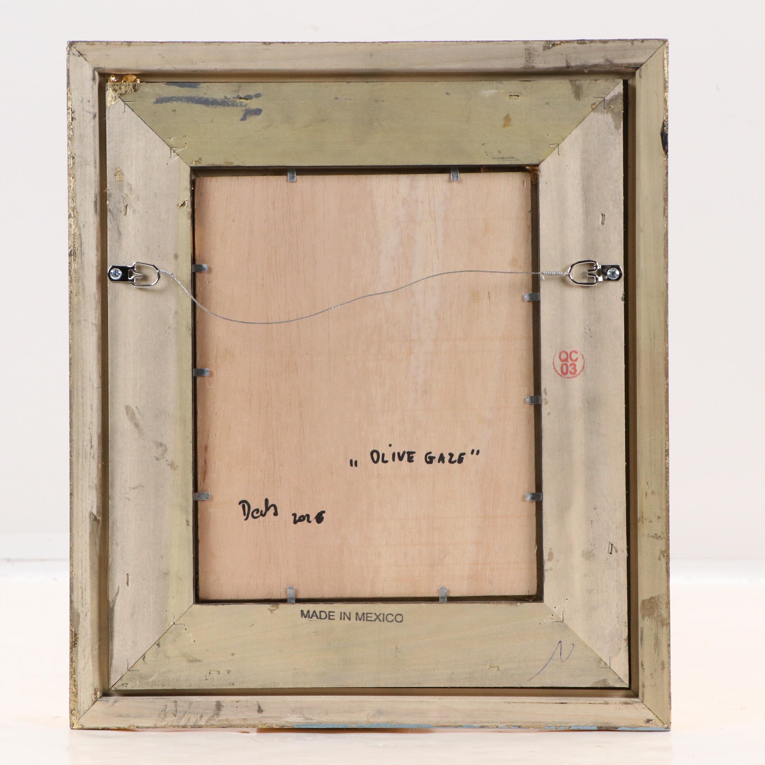 Adam Deda Cat Portrait Oil Painting "Olive Gaze," 2025