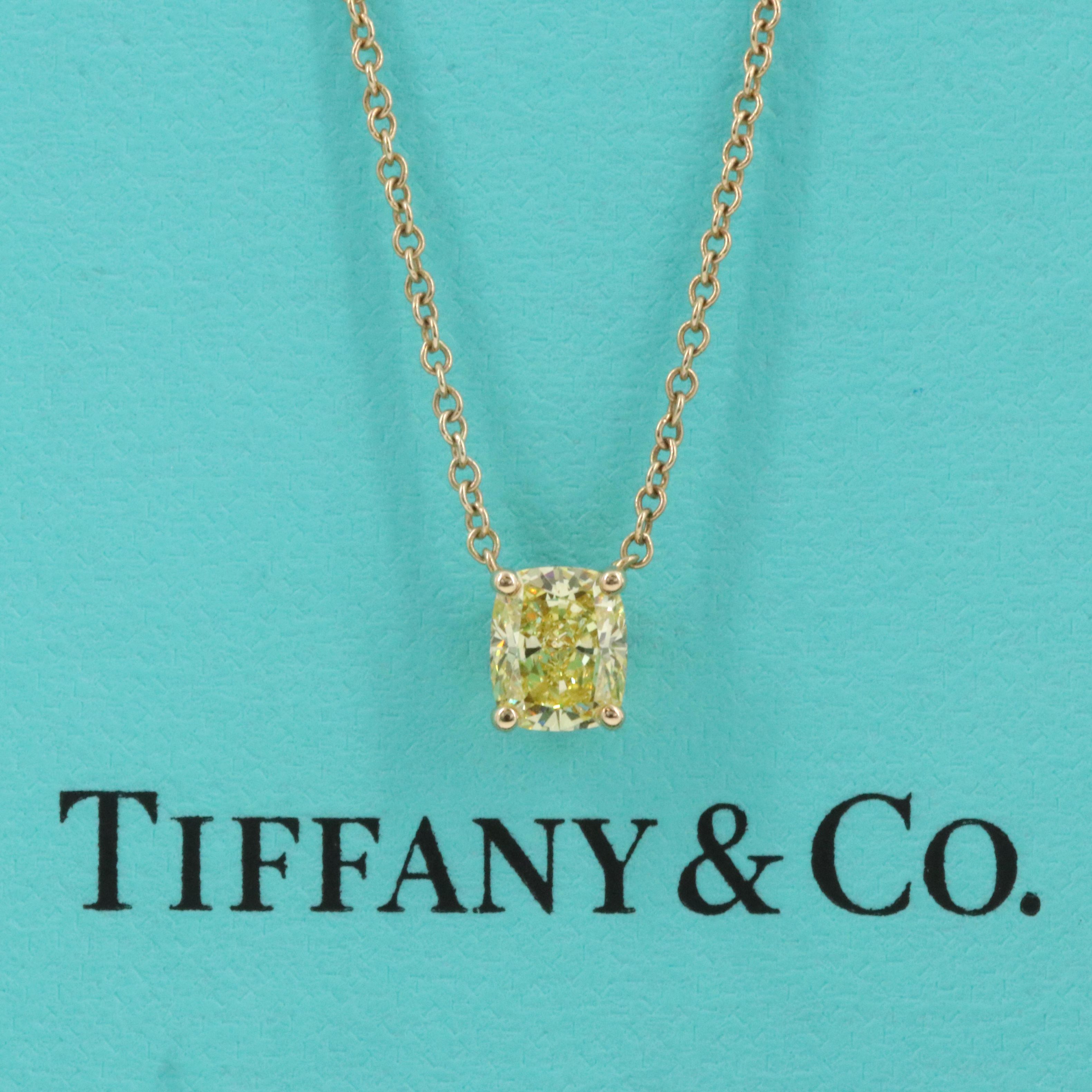 Tiffany & Co. 18K 0.65 CT Fancy Intense Yellow Diamond Solitaire Pendant