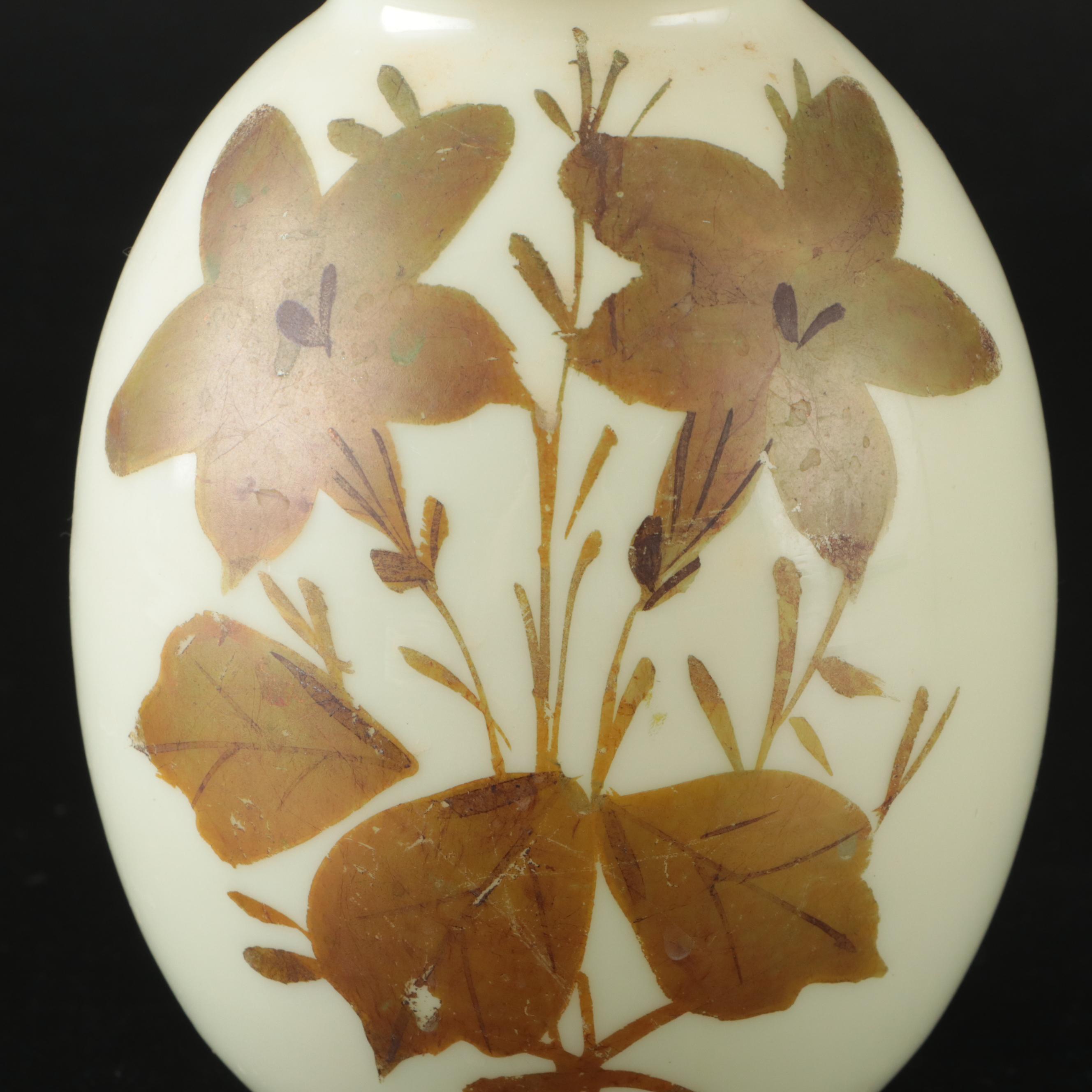 Victorian Hand-Painted Floral Opaque Bristol Glass Vase