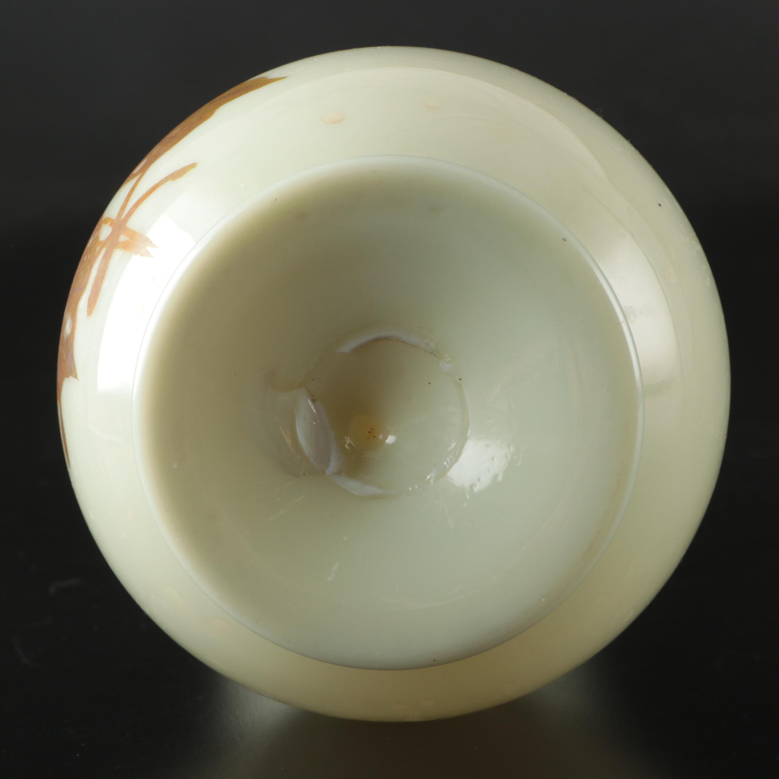 Victorian Hand-Painted Floral Opaque Bristol Glass Vase