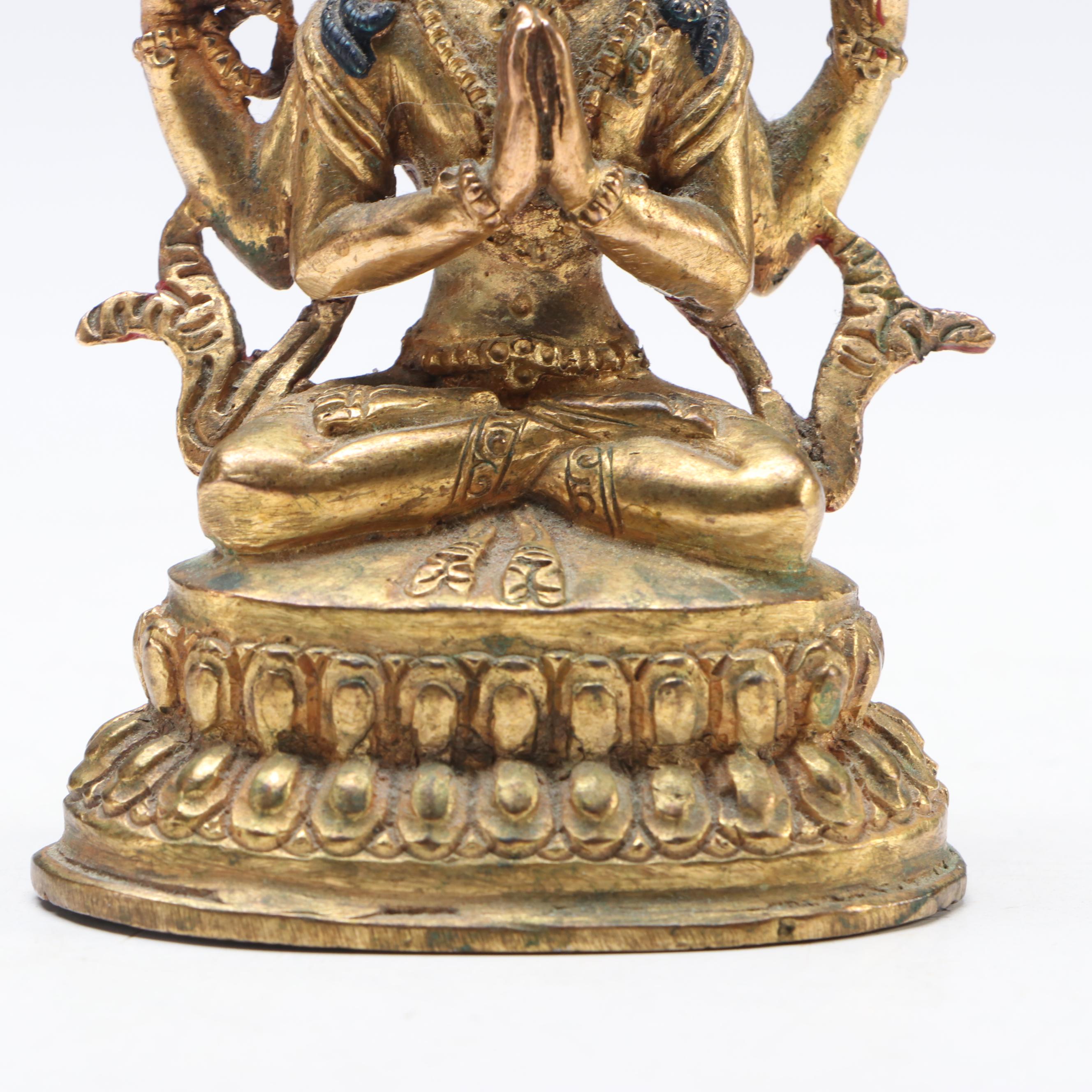 Tibetan Gilt Metal Chenrezig Statue