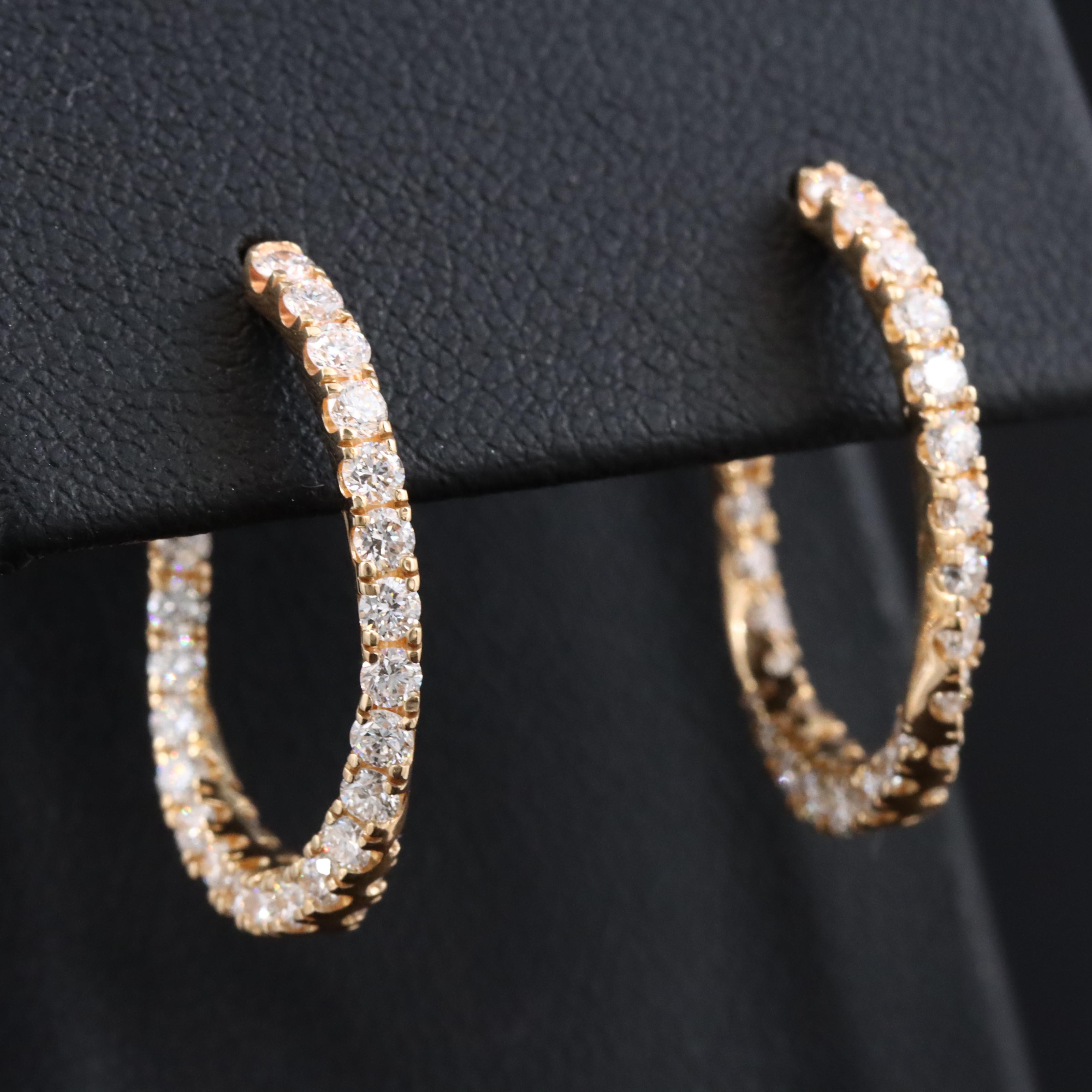 14K 1.50 CTW Lab Grown Diamond Twist Half Hoop Earrings