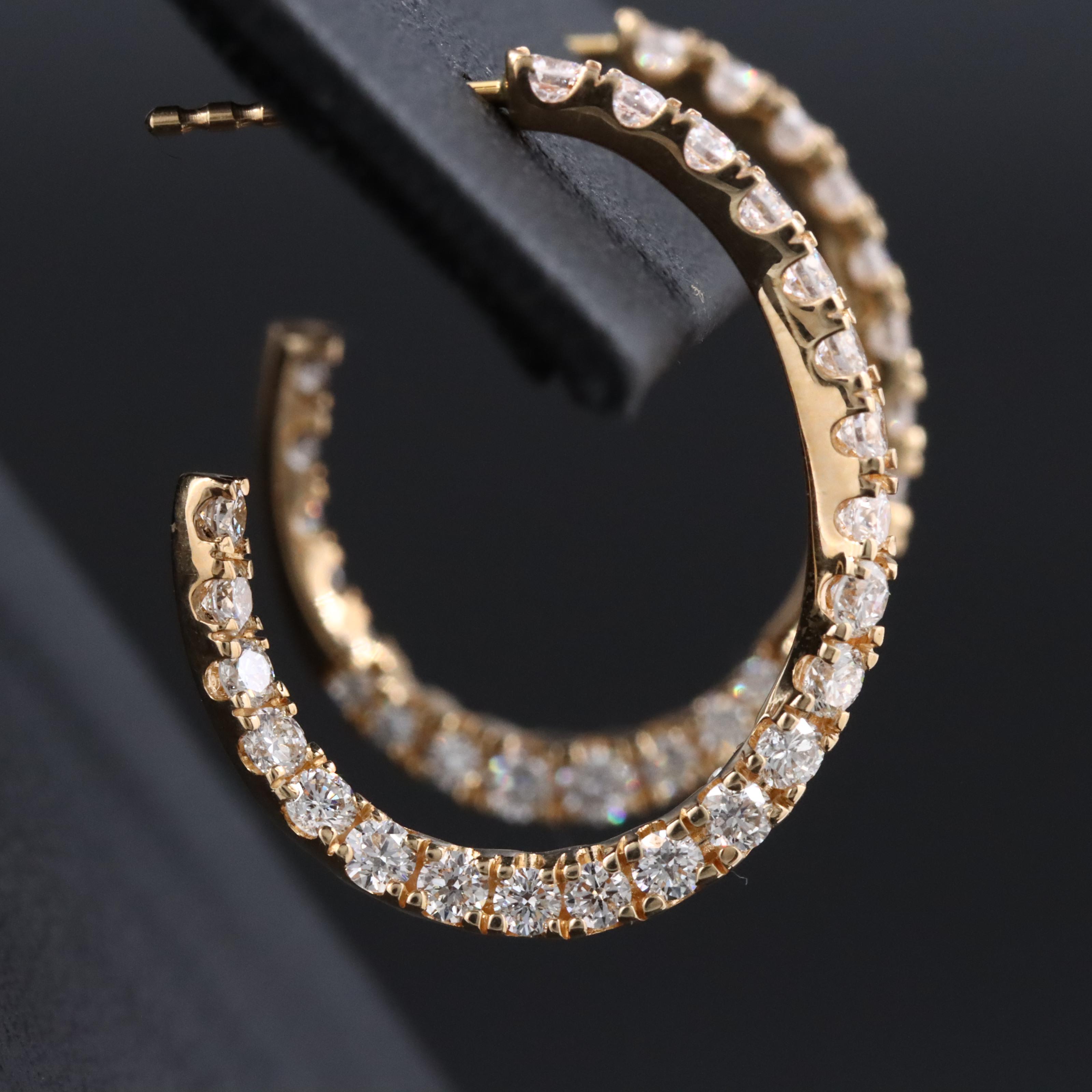 14K 1.50 CTW Lab Grown Diamond Twist Half Hoop Earrings