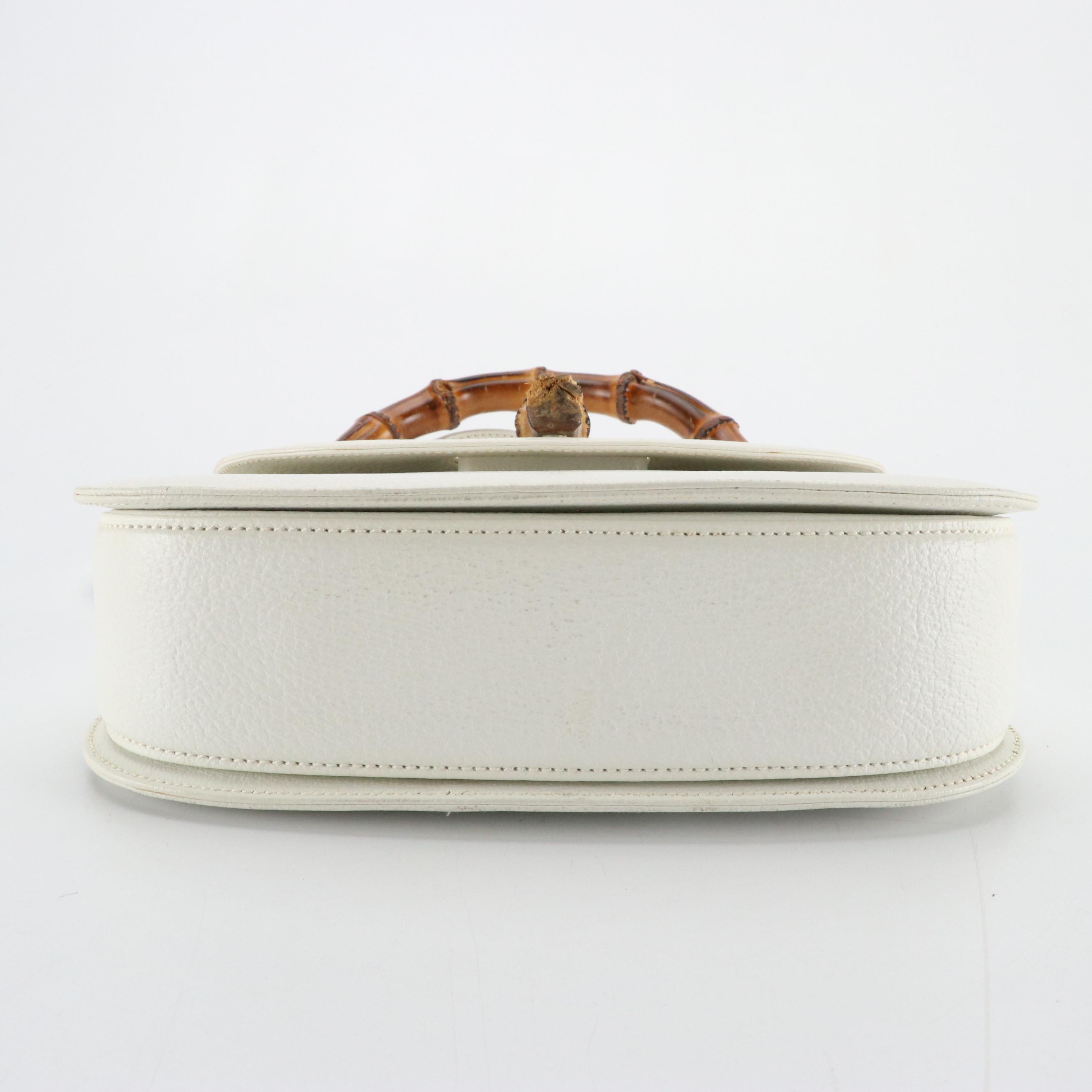 Gucci Bamboo White Cinghiale Leather Two-Way Bag