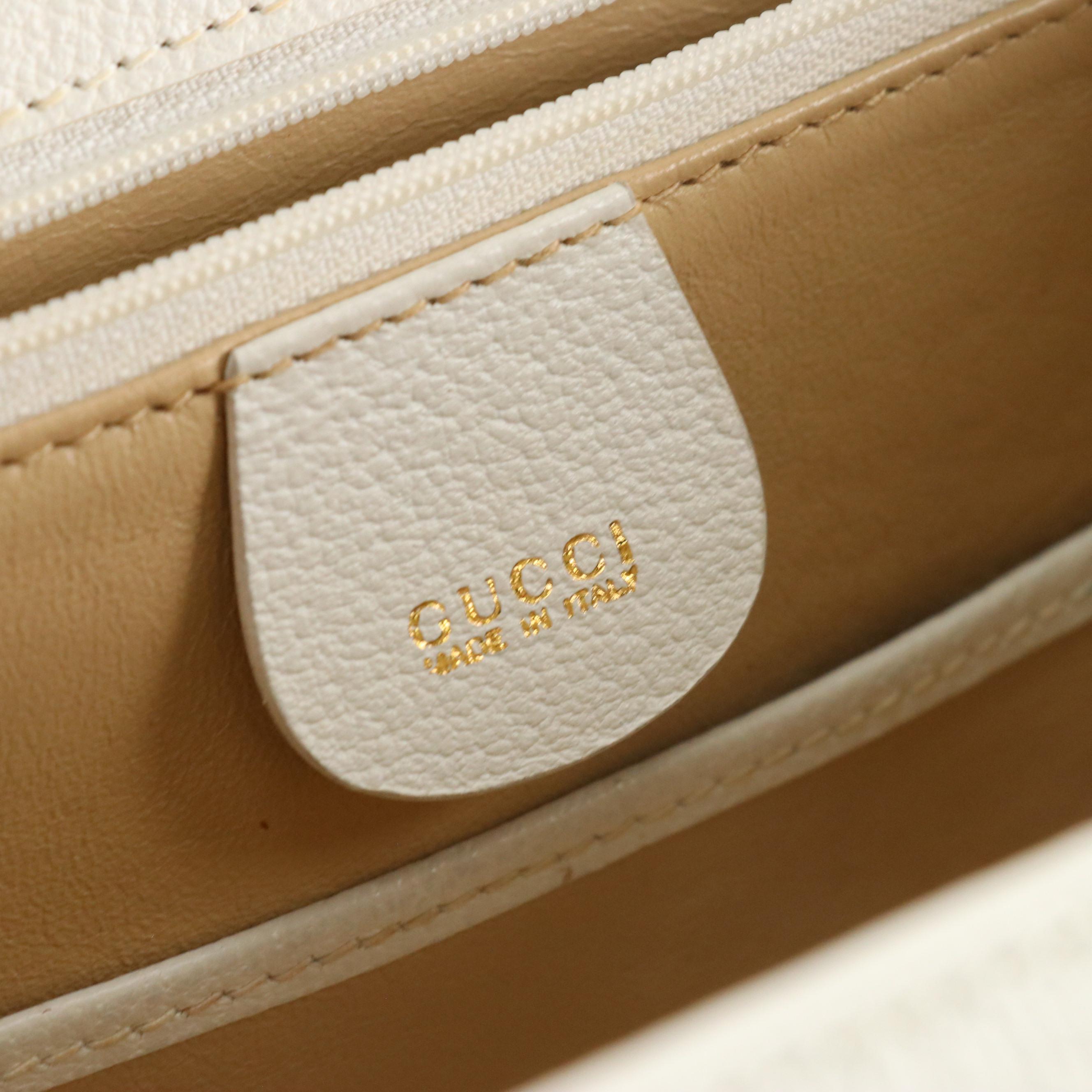 Gucci Bamboo White Cinghiale Leather Two-Way Bag