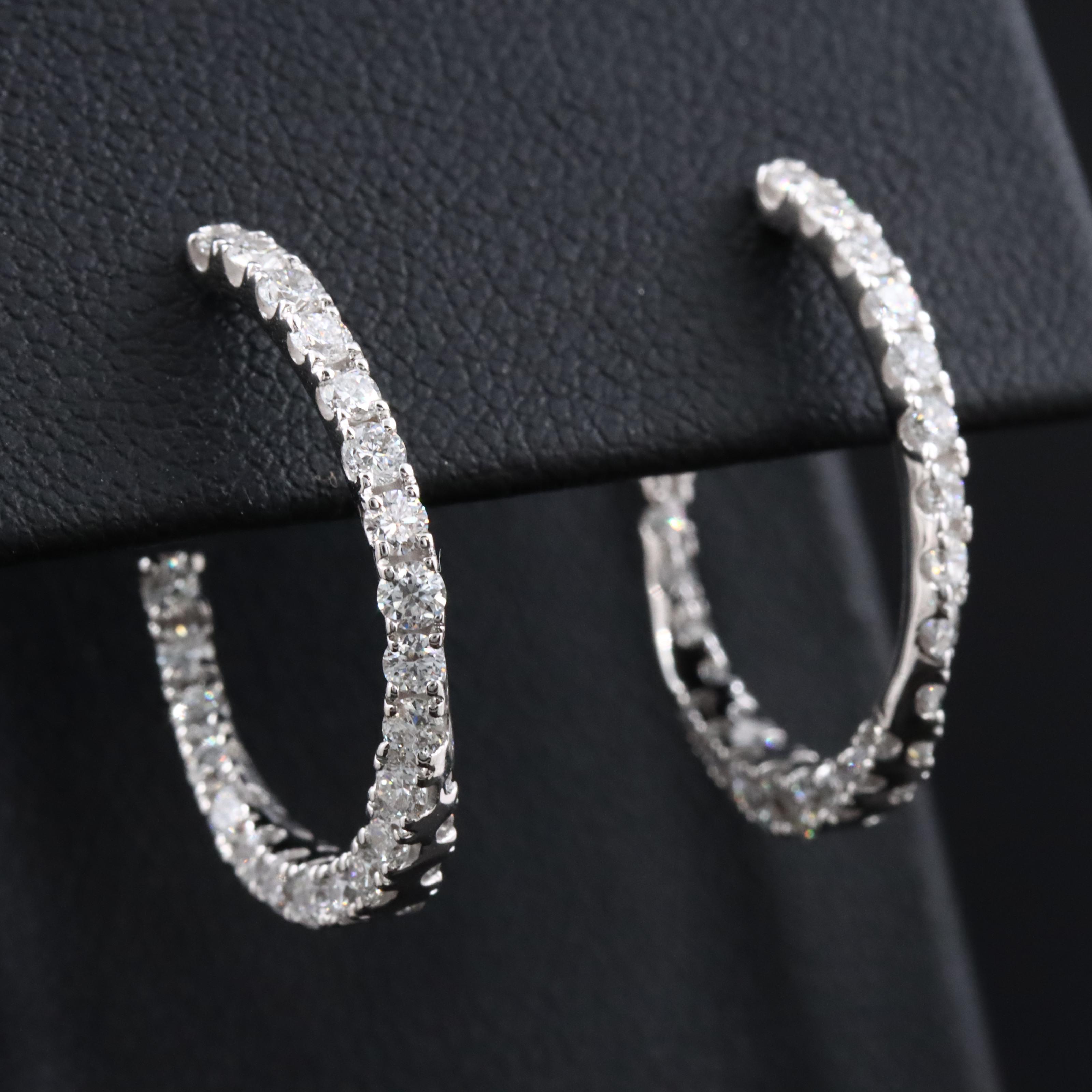 14K 1.50 CTW Lab Grown Diamond Twist Half Hoop Earrings