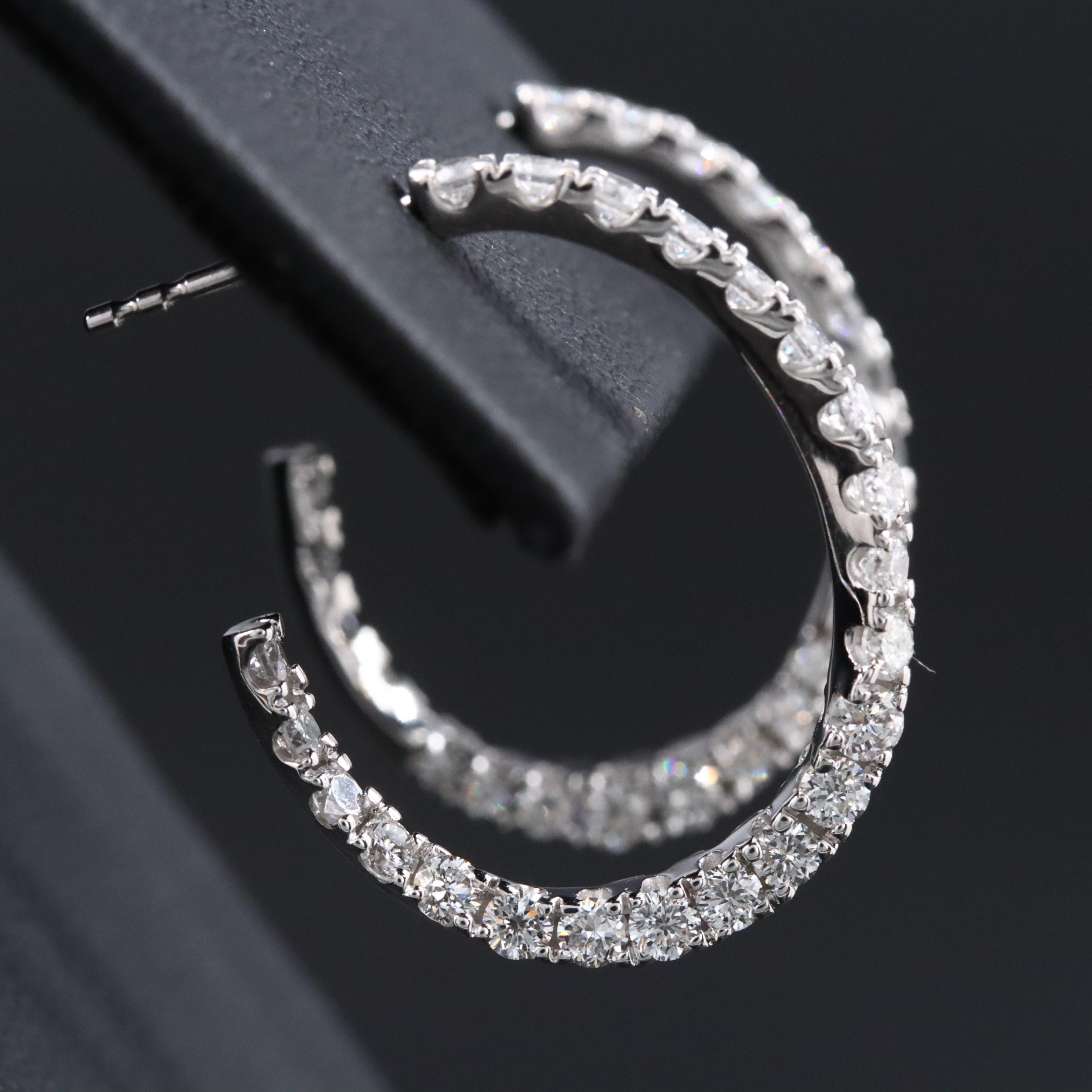 14K 1.50 CTW Lab Grown Diamond Twist Half Hoop Earrings