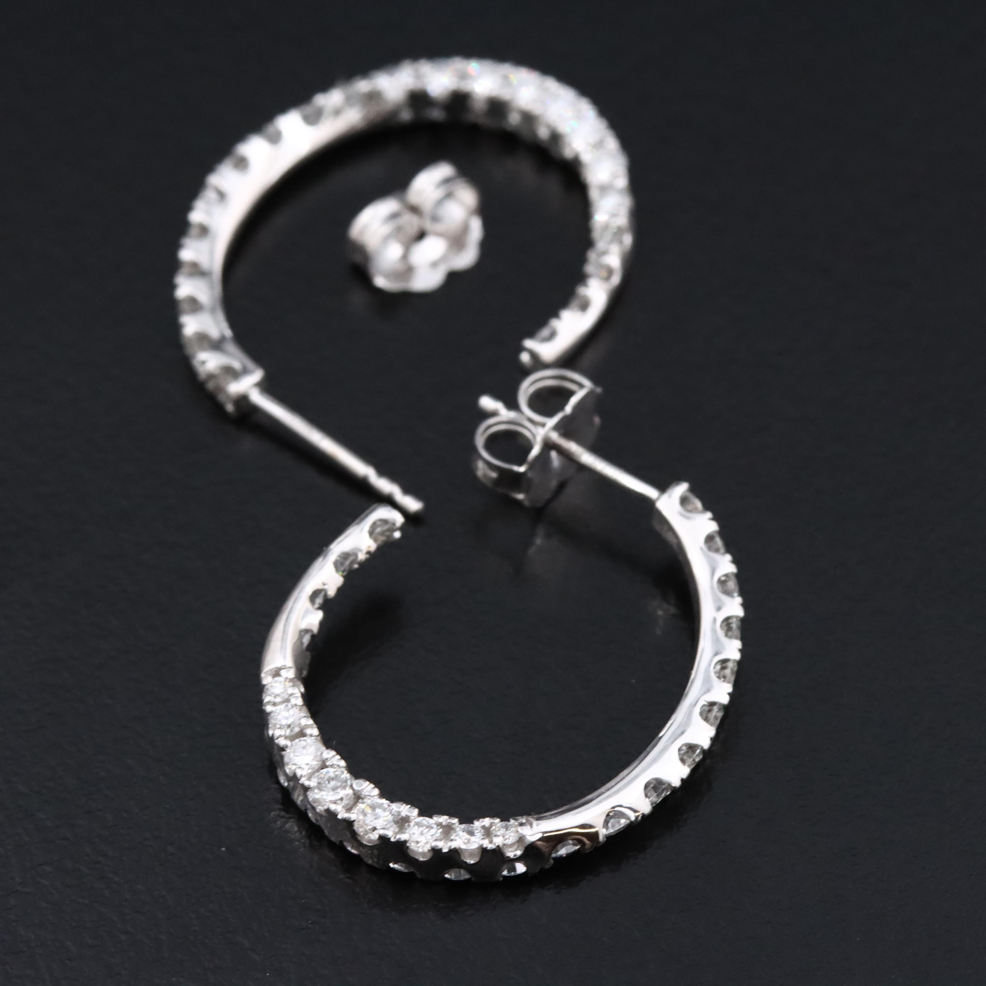 14K 1.50 CTW Lab Grown Diamond Twist Half Hoop Earrings